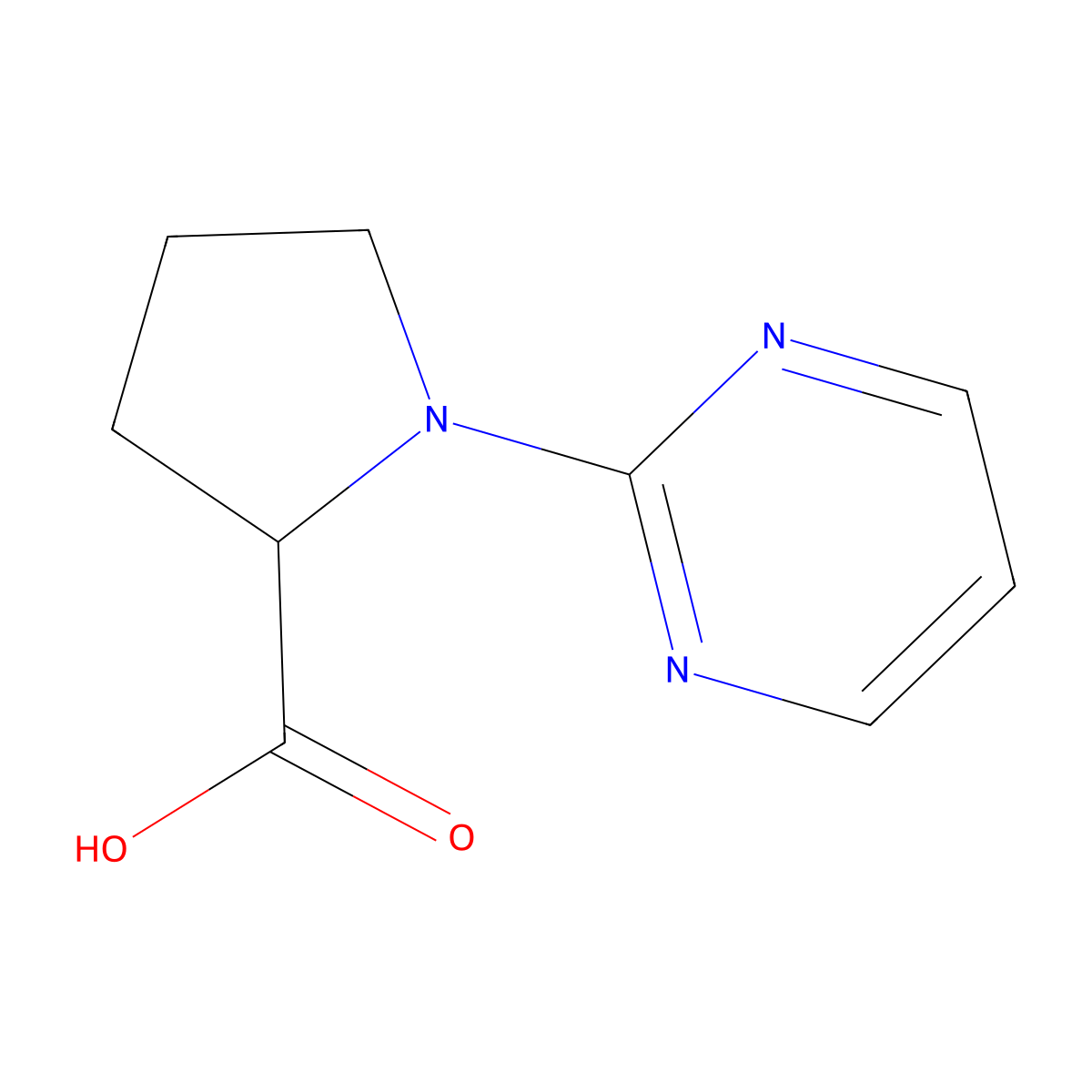 (R)-1-(Pyrimidin-2-yl)pyrrolidine-2-carboxylic acid molecular structure, CAS 1821832-73-8