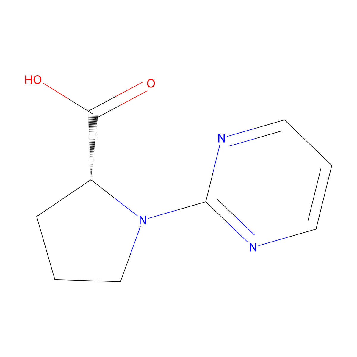 (R)-1-(Pyrimidin-2-yl)pyrrolidine-2-carboxylic acid molecular structure, CAS 1821832-73-8