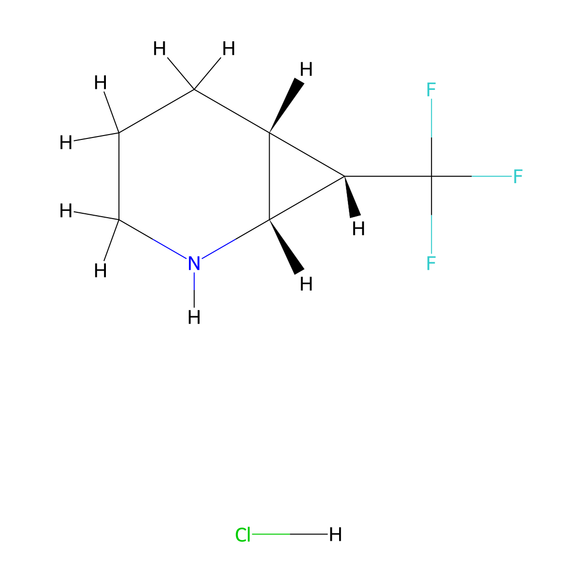 (1R,6R,7S)-7-(trifluoromethyl)-2-azabicyclo[4.1.0]heptane hydrochloride molecular structure, CAS 1821832-80-7