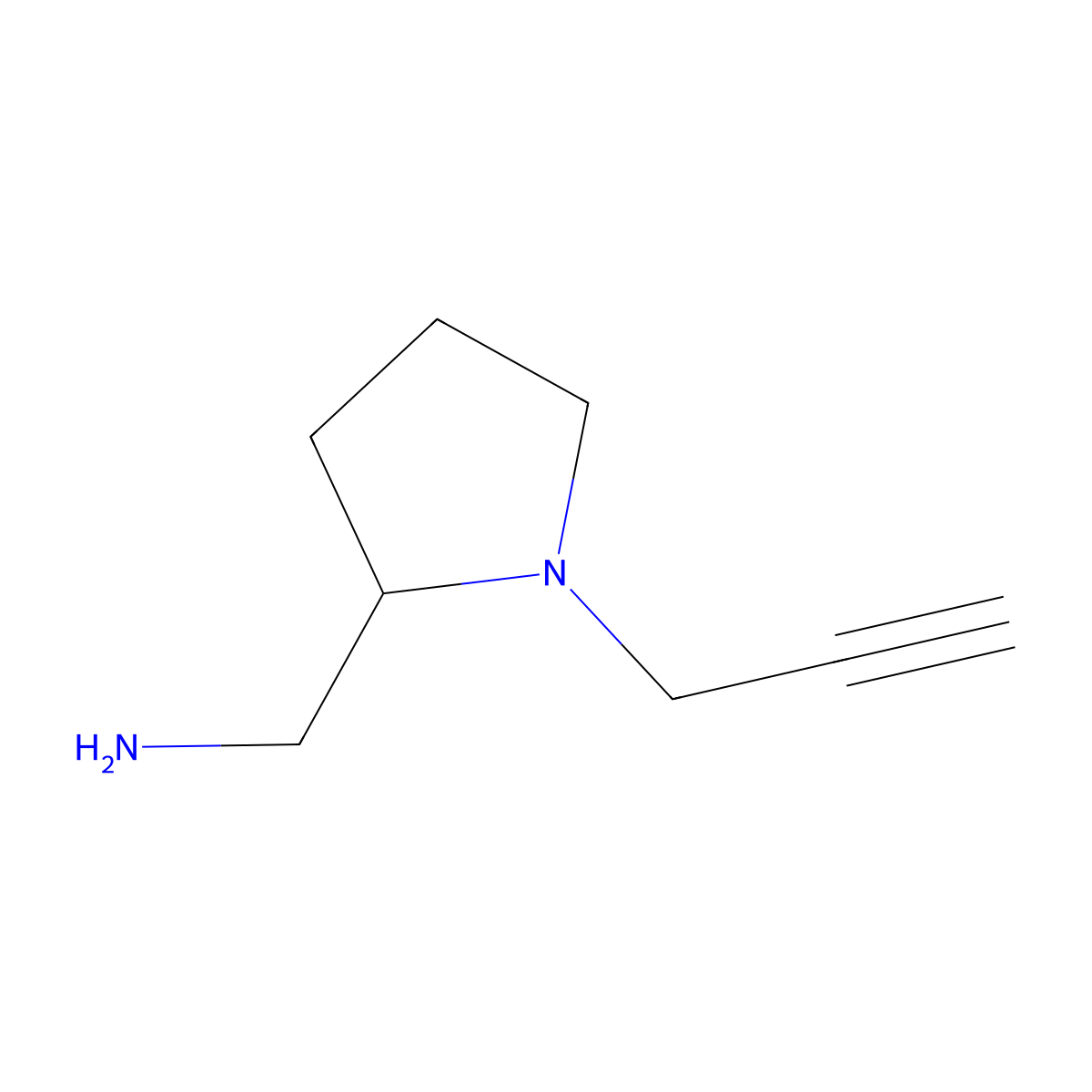 1-[(2R)-1-(prop-2-yn-1-yl)pyrrolidin-2-yl]methanamine molecular structure, CAS 1821833-04-8