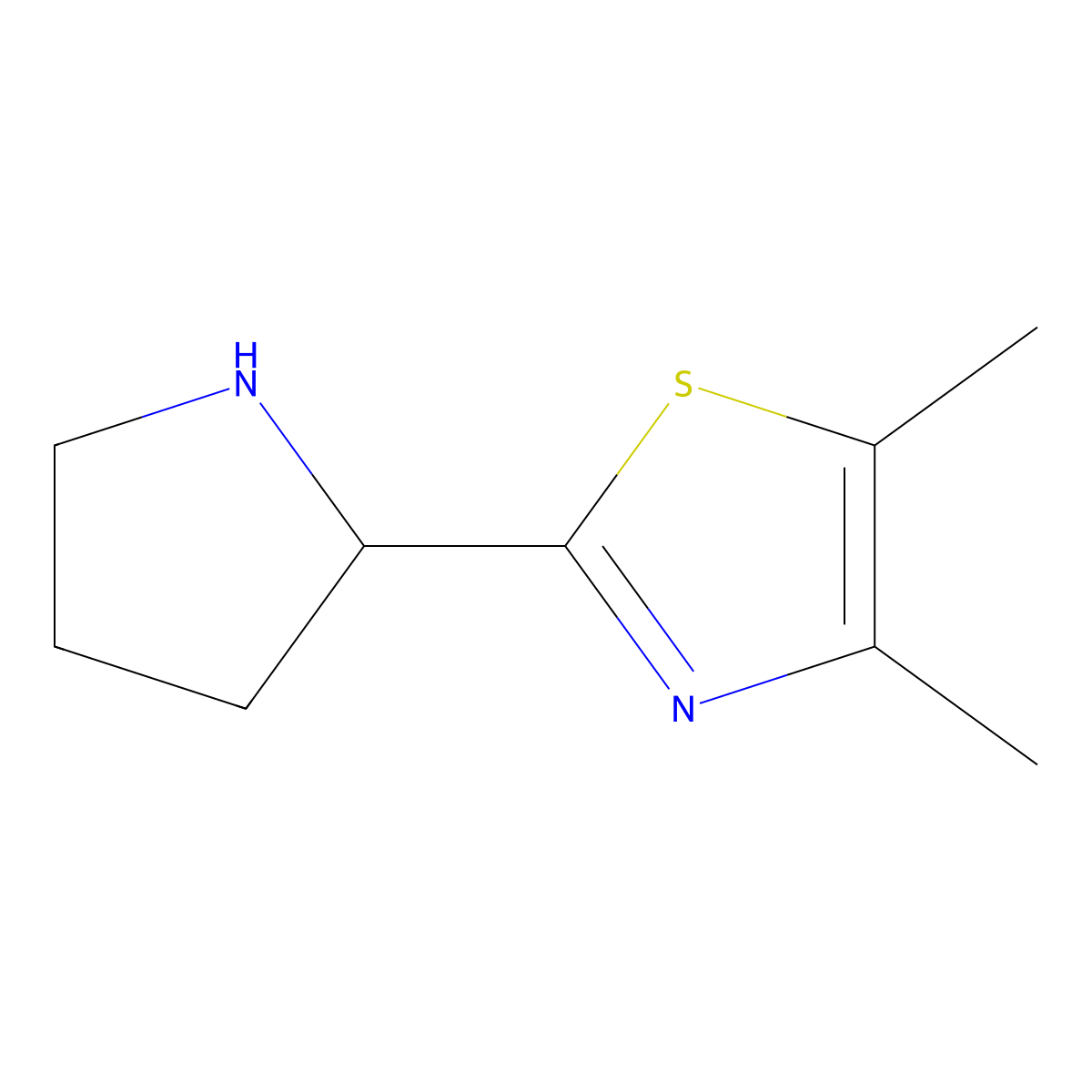 (r)-4,5-Dimethyl-2-(pyrrolidin-2-yl)thiazole molecular structure, CAS 1821837-31-3
