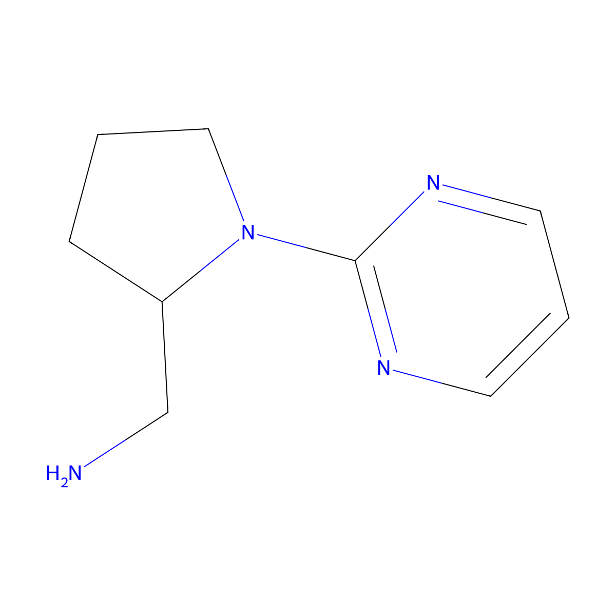 (S)-(1-(Pyrimidin-2-yl)pyrrolidin-2-yl)methanamine molecular structure, CAS 1821838-63-4