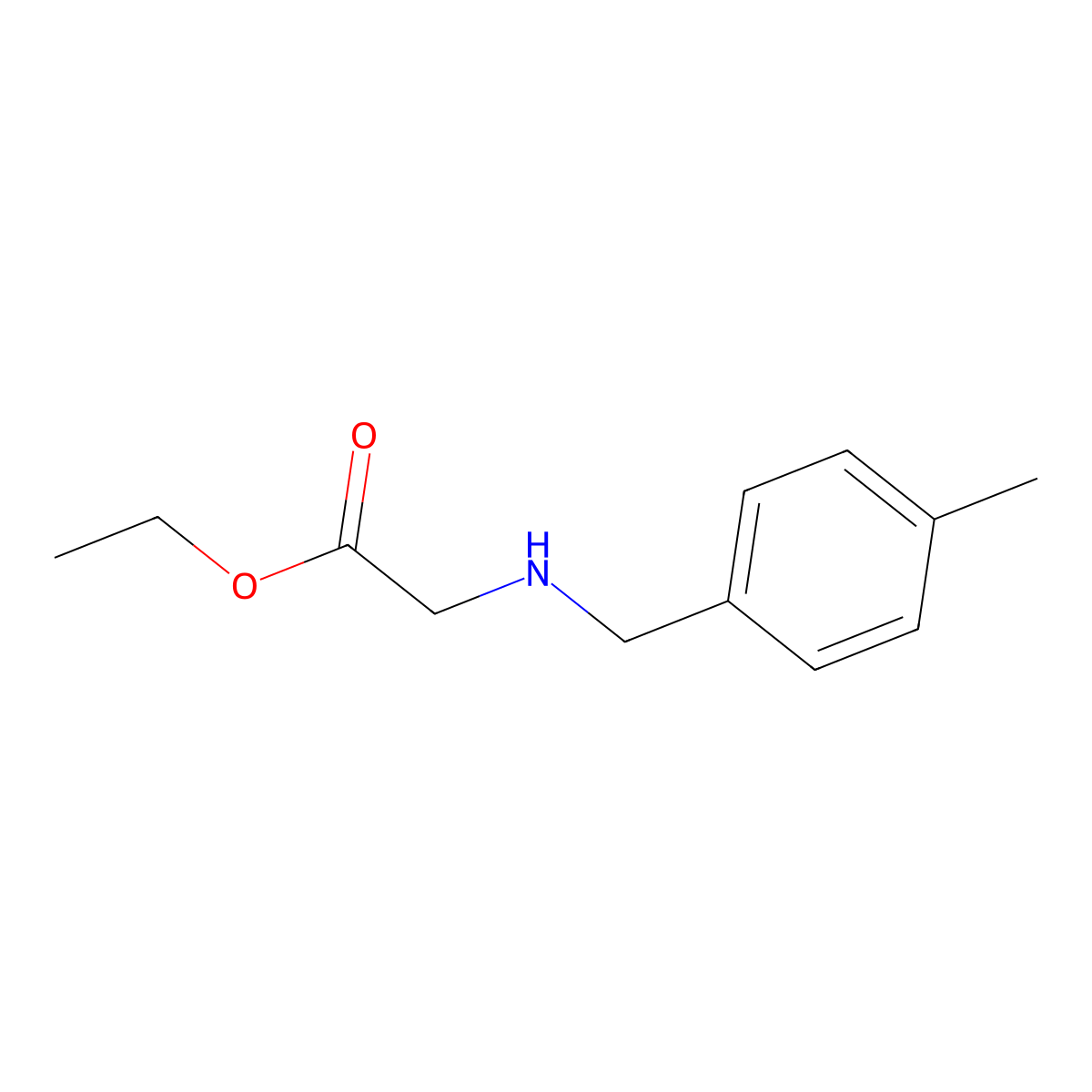 Ethyl 2-{[(4-methylphenyl)methyl]amino}acetate molecular structure, CAS 182184-20-9
