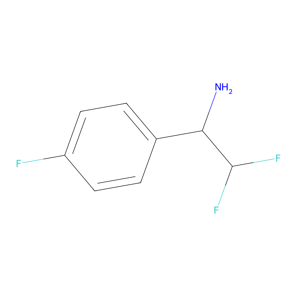 (1r)-2,2-Difluoro-1-(4-fluorophenyl)ethan-1-amine molecular structure, CAS 1821841-44-4