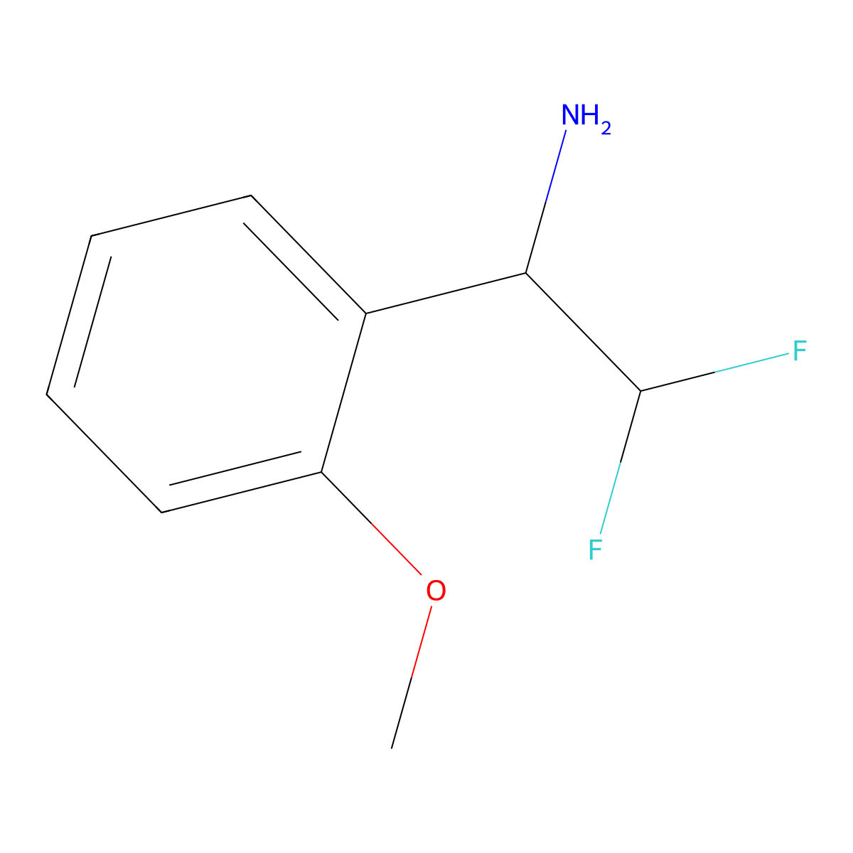 (R)-2,2-Difluoro-1-(2-methoxyphenyl)ethan-1-amine molecular structure, CAS 1821841-55-7