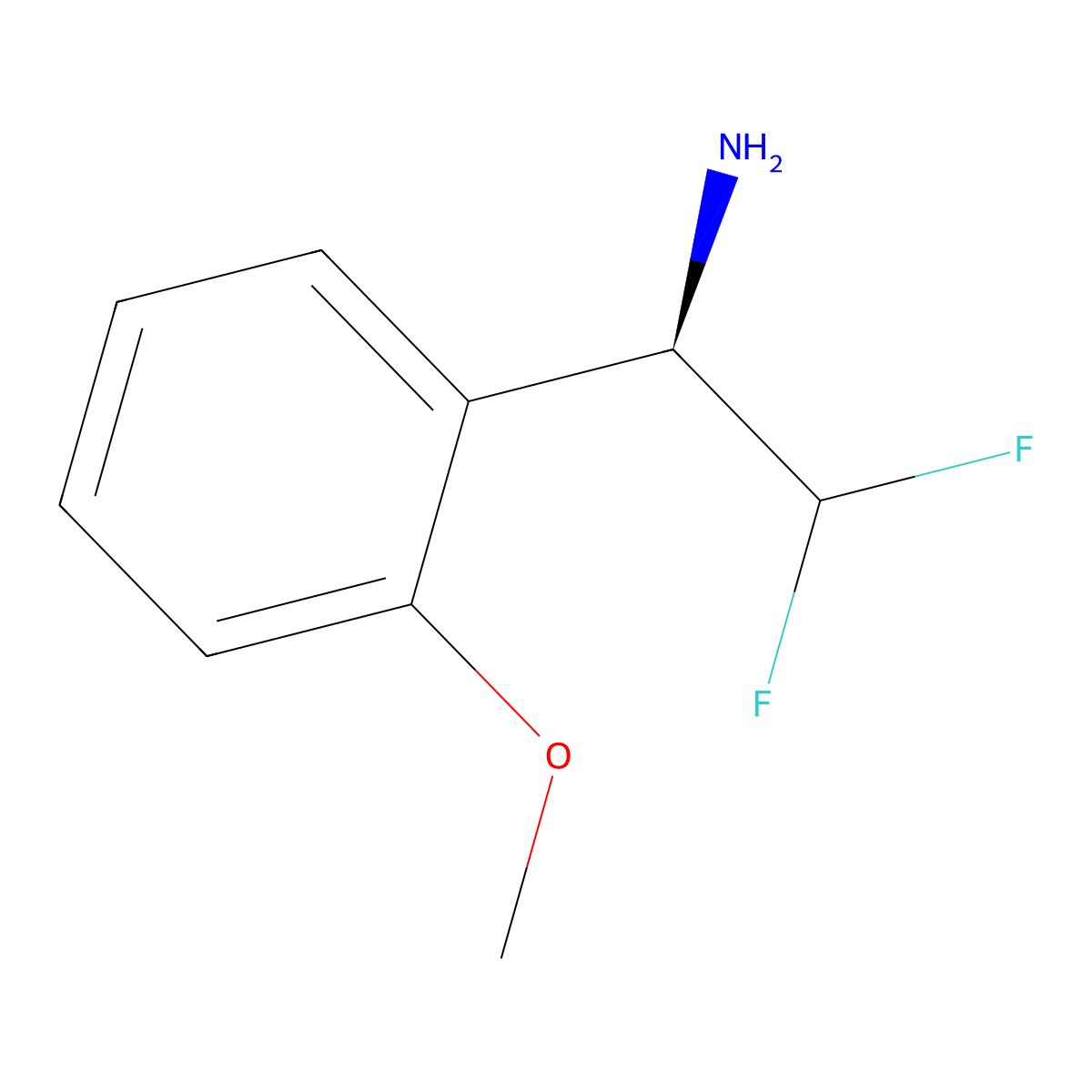 (R)-2,2-Difluoro-1-(2-methoxyphenyl)ethan-1-amine molecular structure, CAS 1821841-55-7