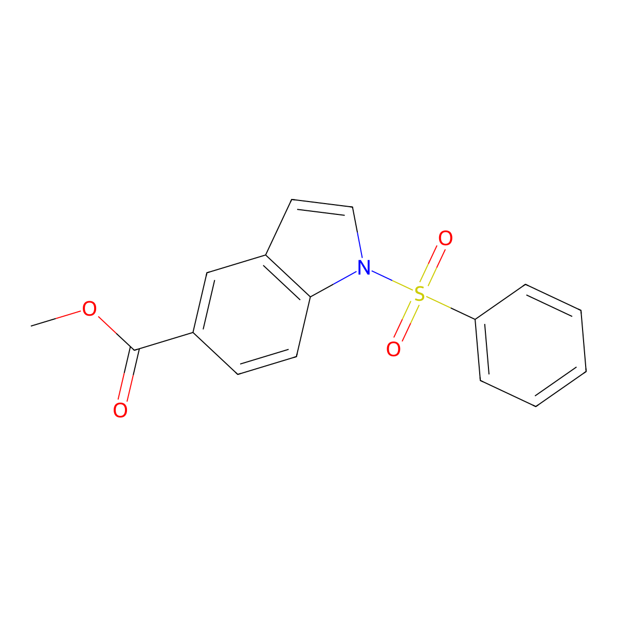 1H-Indole-5-carboxylic acid, 1-(phenylsulfonyl)-, methyl ester molecular structure, CAS 182187-62-8