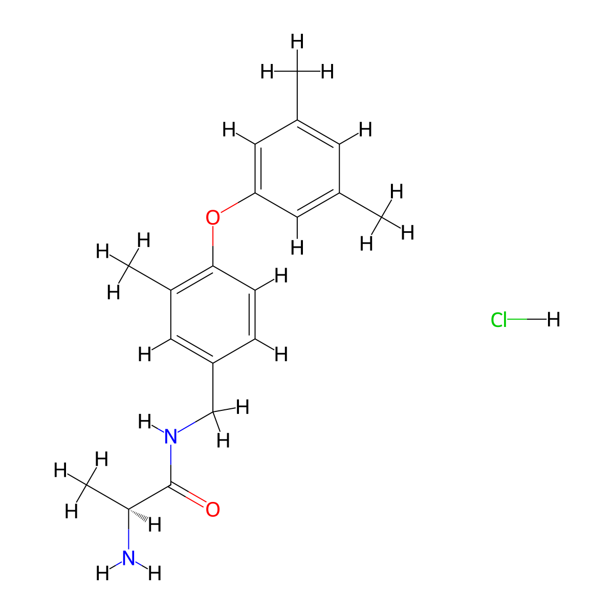 (S)-2-amino-N-(4-(3,5-dimethylphenoxy)-3-methylbenzyl)propanamide hydrochloride molecular structure, CAS 1821908-49-9