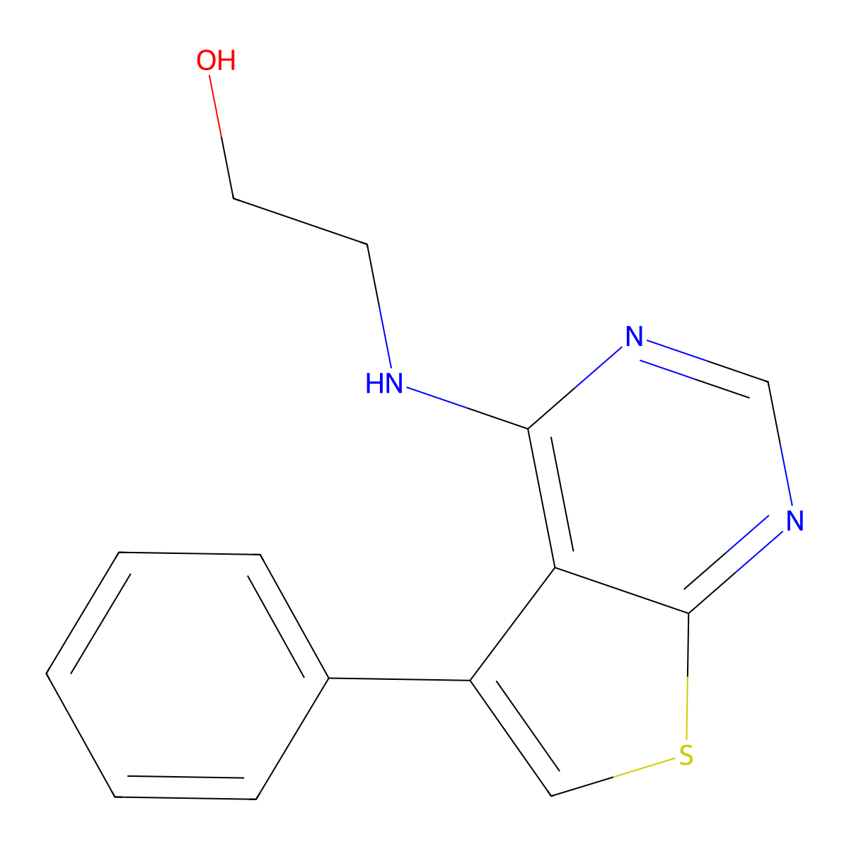 2-[(5-Phenylthieno[2,3-d]pyrimidin-4-yl)amino]ethanol molecular structure, CAS 182198-50-1