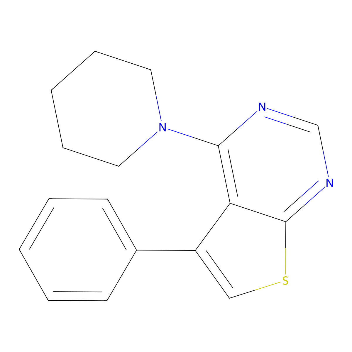 5-Phenyl-4-(piperidin-1-yl)thieno[2,3-d]pyrimidine molecular structure, CAS 182198-63-6