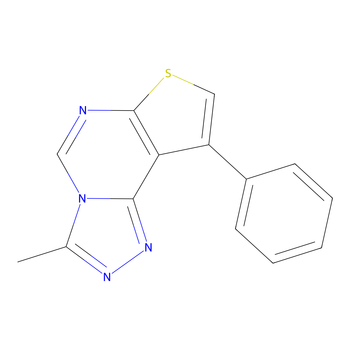 3-Methyl-9-phenylthieno[3,2-e][1,2,4]triazolo[4,3-c]pyrimidine molecular structure, CAS 182199-66-2