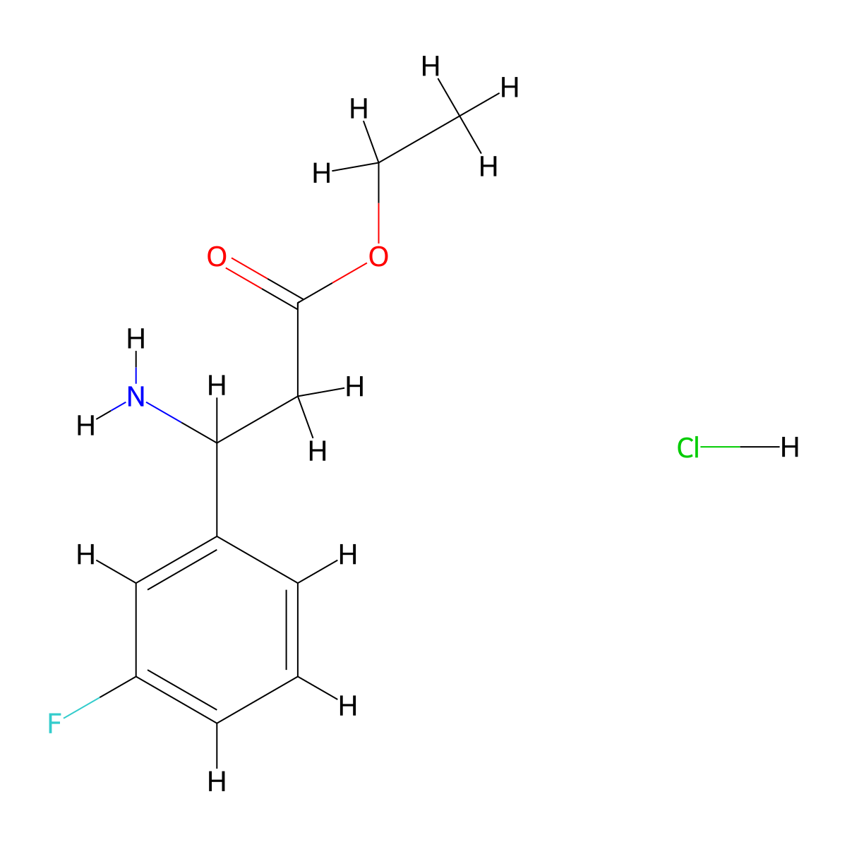 Ethyl 3-amino-3-(3-fluorophenyl)propanoate hydrochloride molecular structure, CAS 182199-73-1