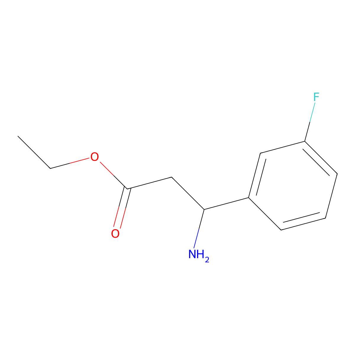 Ethyl 3-amino-3-(3-fluorophenyl)propanoate molecular structure, CAS 182199-78-6