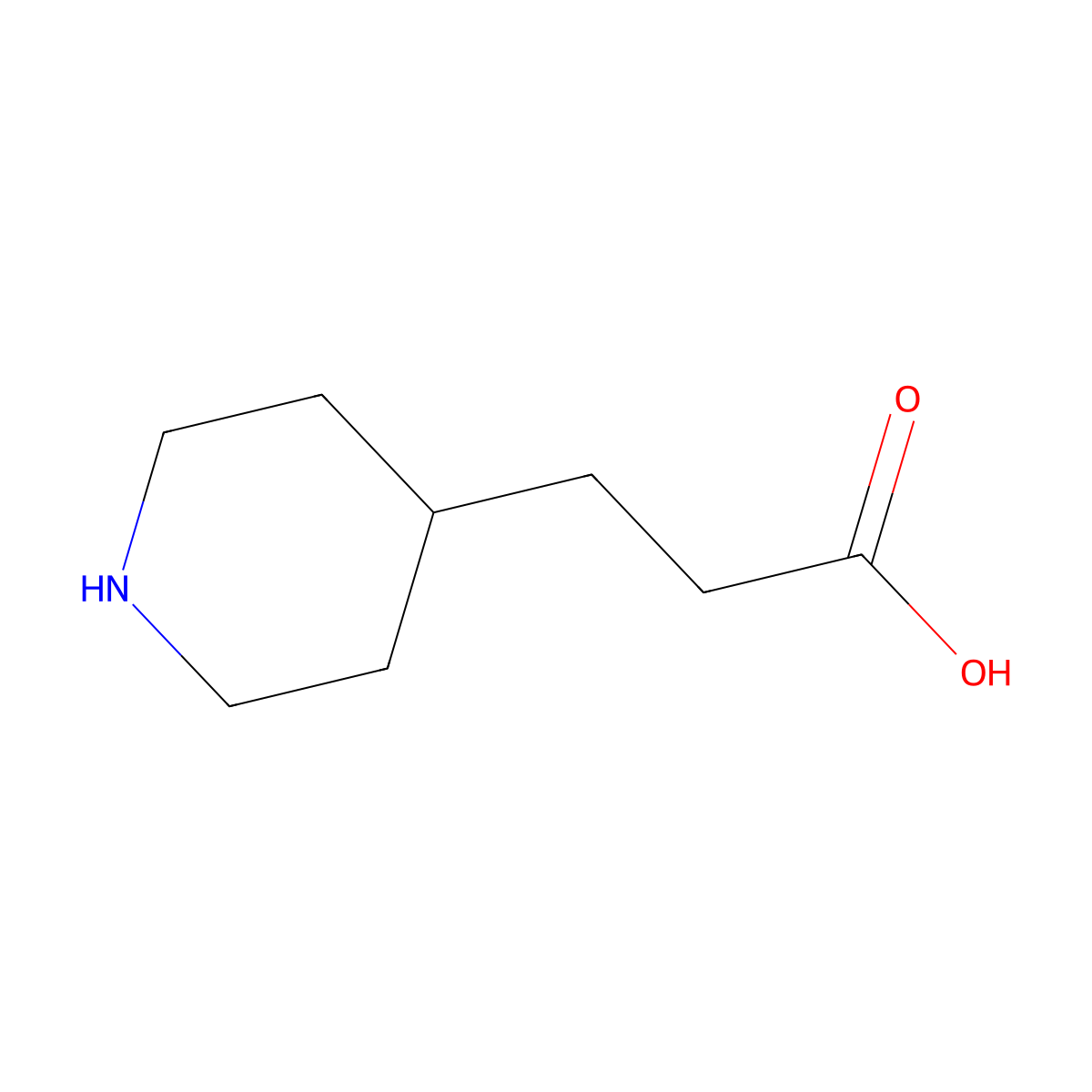 3-(Piperidin-4-yl)propanoic acid molecular structure, CAS 1822-32-8