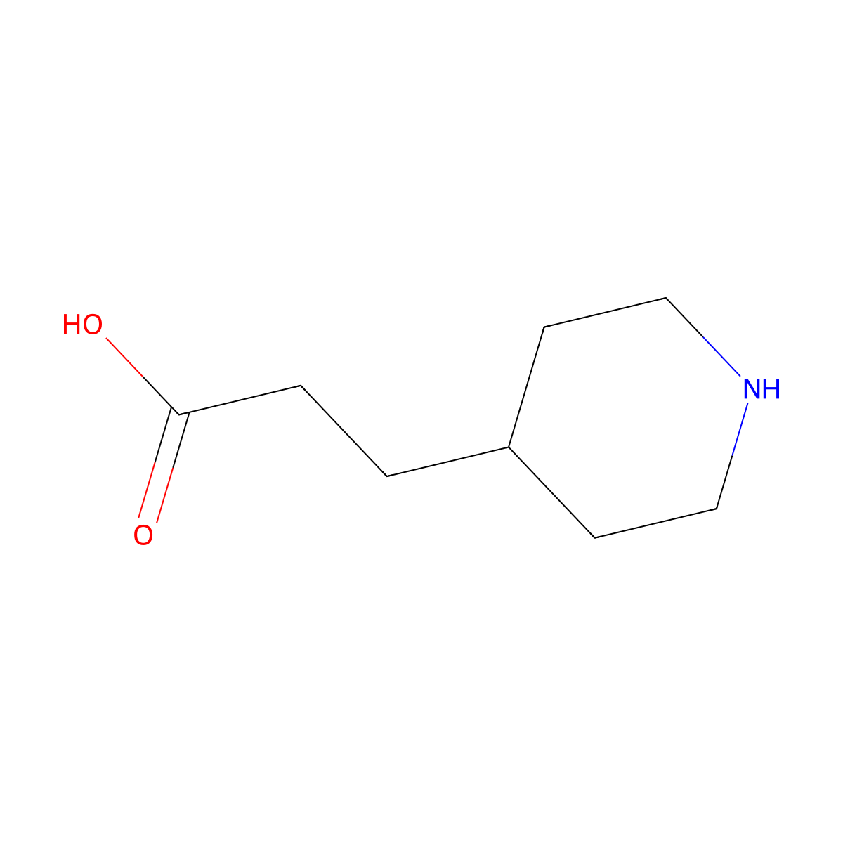 3-(Piperidin-4-yl)propanoic acid molecular structure, CAS 1822-32-8