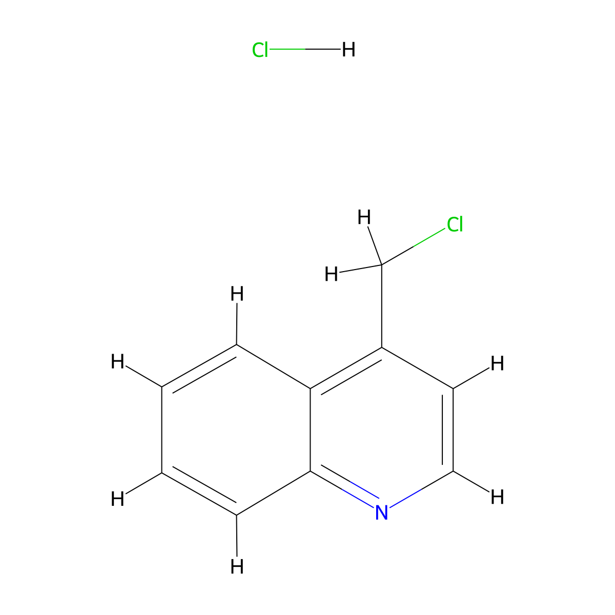 4-(Chloromethyl)quinoline--hydrogen chloride (1/1) molecular structure, CAS 1822-57-7