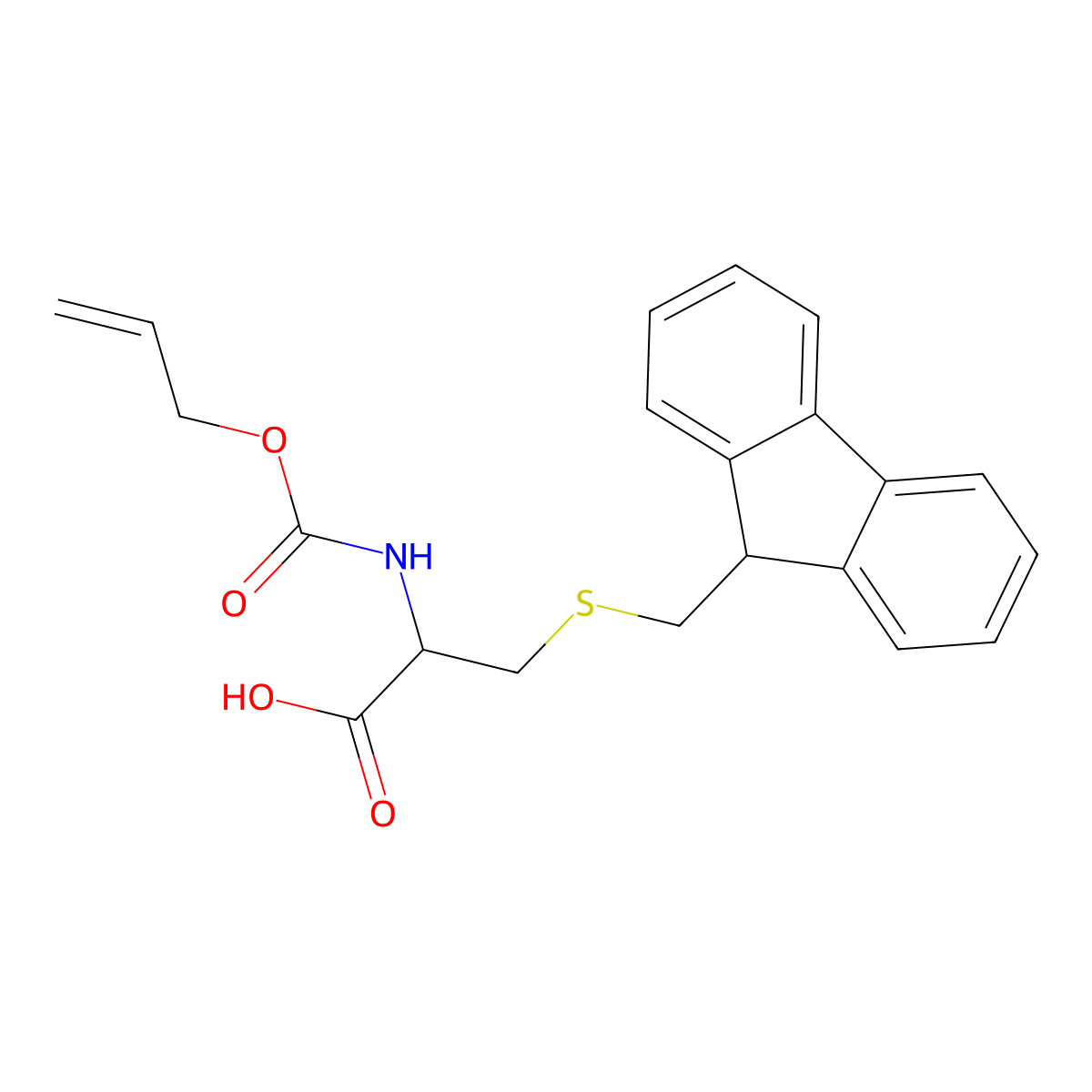 (R)-3-(((9H-Fluoren-9-yl)methyl)thio)-2-(((allyloxy)carbonyl)amino)propanoic acid molecular structure, CAS 182201-77-0
