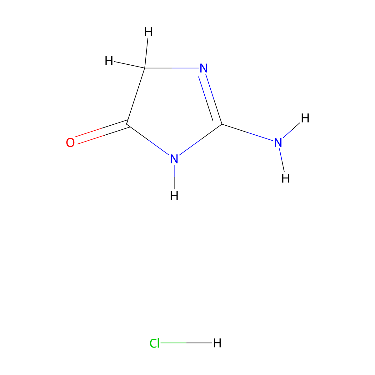 2-amino-4,5-dihydro-1H-imidazol-5-one hydrochloride molecular structure, CAS 18221-88-0