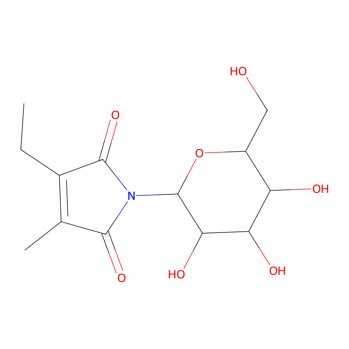 2-Ethyl-3-methylmaleimide N-beta-D-glucopyranoside molecular structure, CAS 182228-46-2