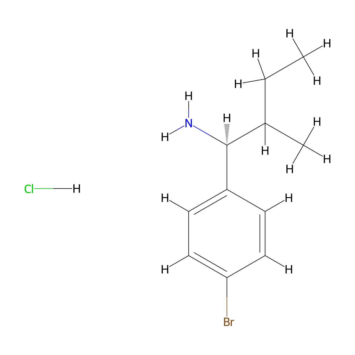 (1S)-1-(4-Bromophenyl)-2-methylbutylamine HCl molecular structure, CAS 1822327-57-0