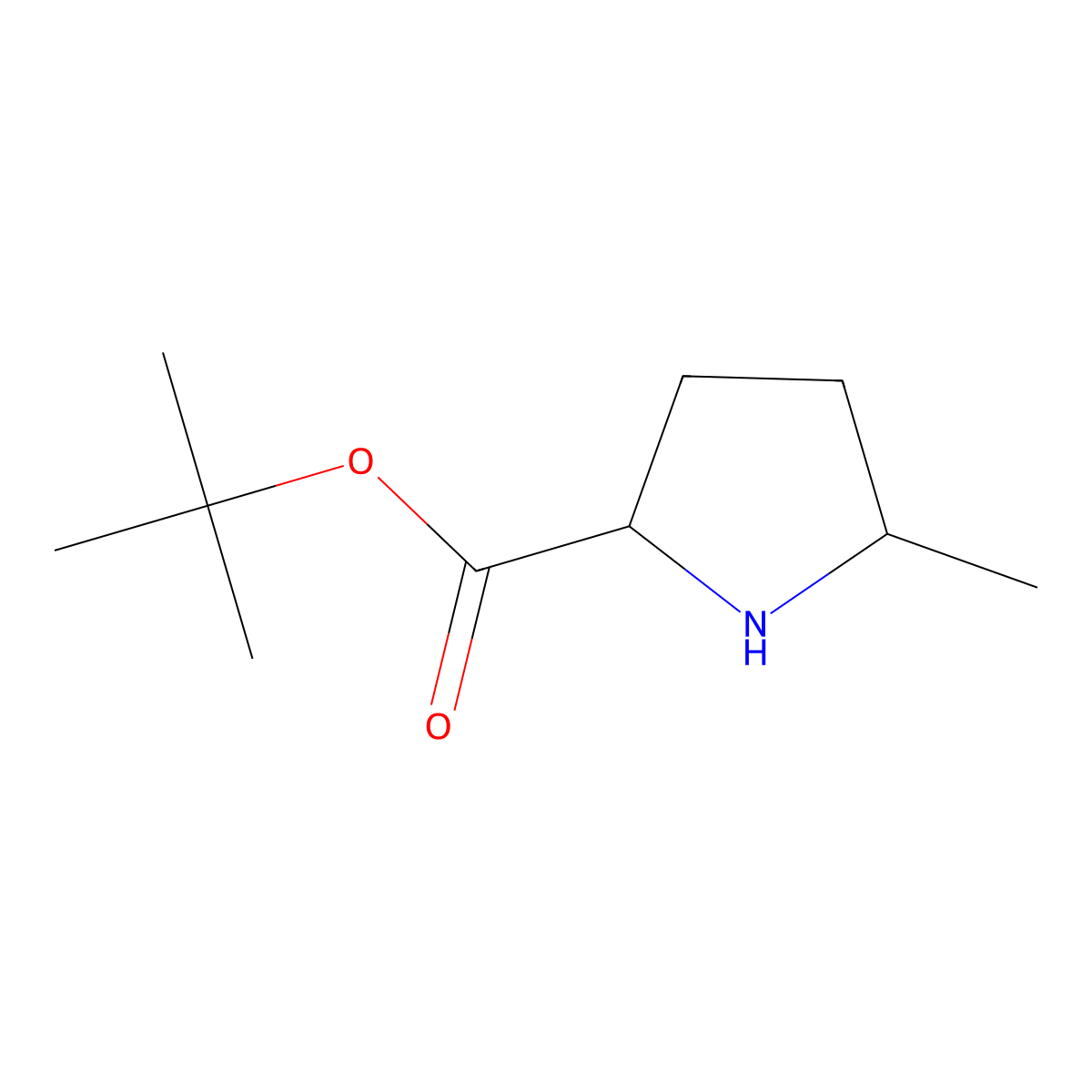 rac-tert-butyl (2R,5R)-5-methylpyrrolidine-2-carboxylate, cis molecular structure, CAS 1822340-85-1