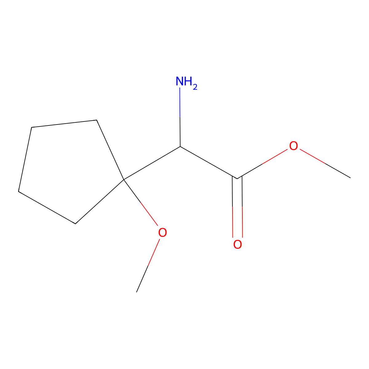 Methyl 2-amino-2-(1-methoxycyclopentyl)acetate molecular structure, CAS 1822341-39-8