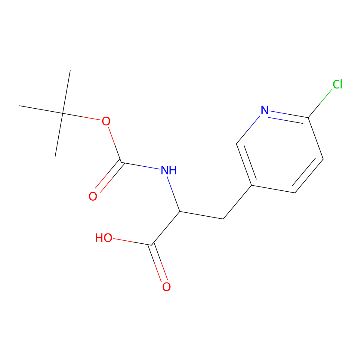 2-{[(Tert-butoxy)carbonyl]amino}-3-(6-chloropyridin-3-yl)propanoic acid molecular structure, CAS 1822342-26-6