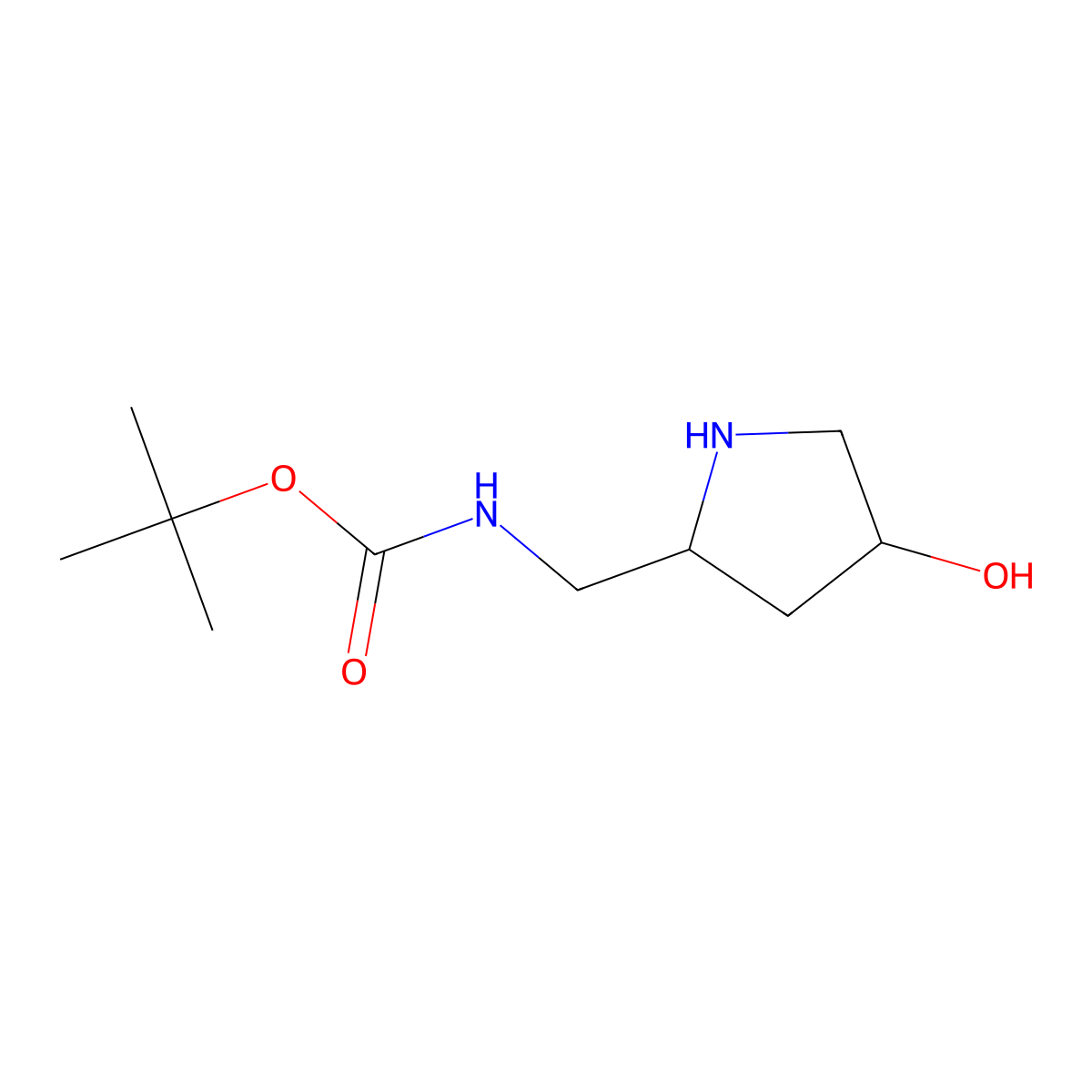 tert-Butyl ((4-hydroxypyrrolidin-2-yl)methyl)carbamate molecular structure, CAS 1822342-75-5
