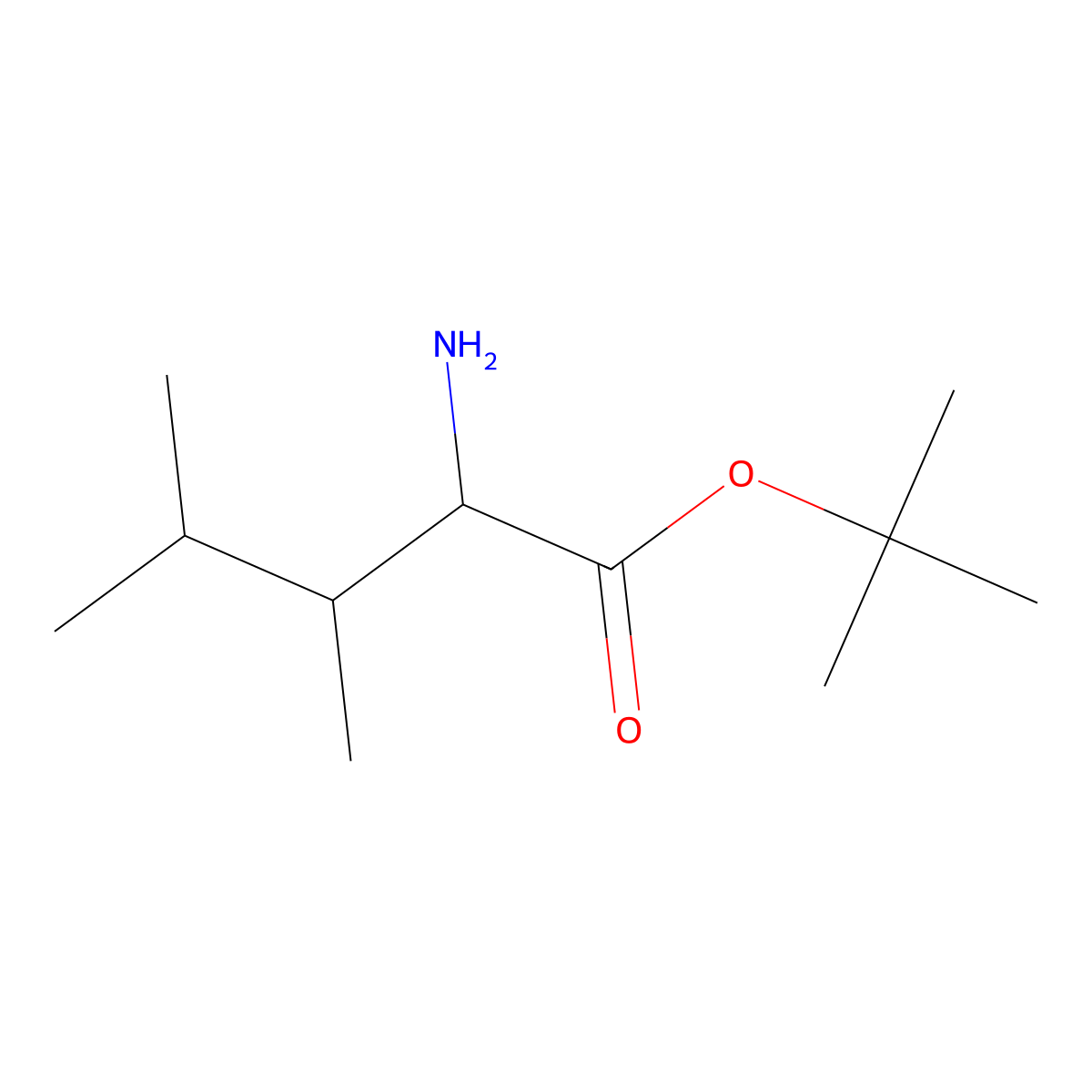 Tert-butyl 2-amino-3,4-dimethylpentanoate molecular structure, CAS 1822344-47-7