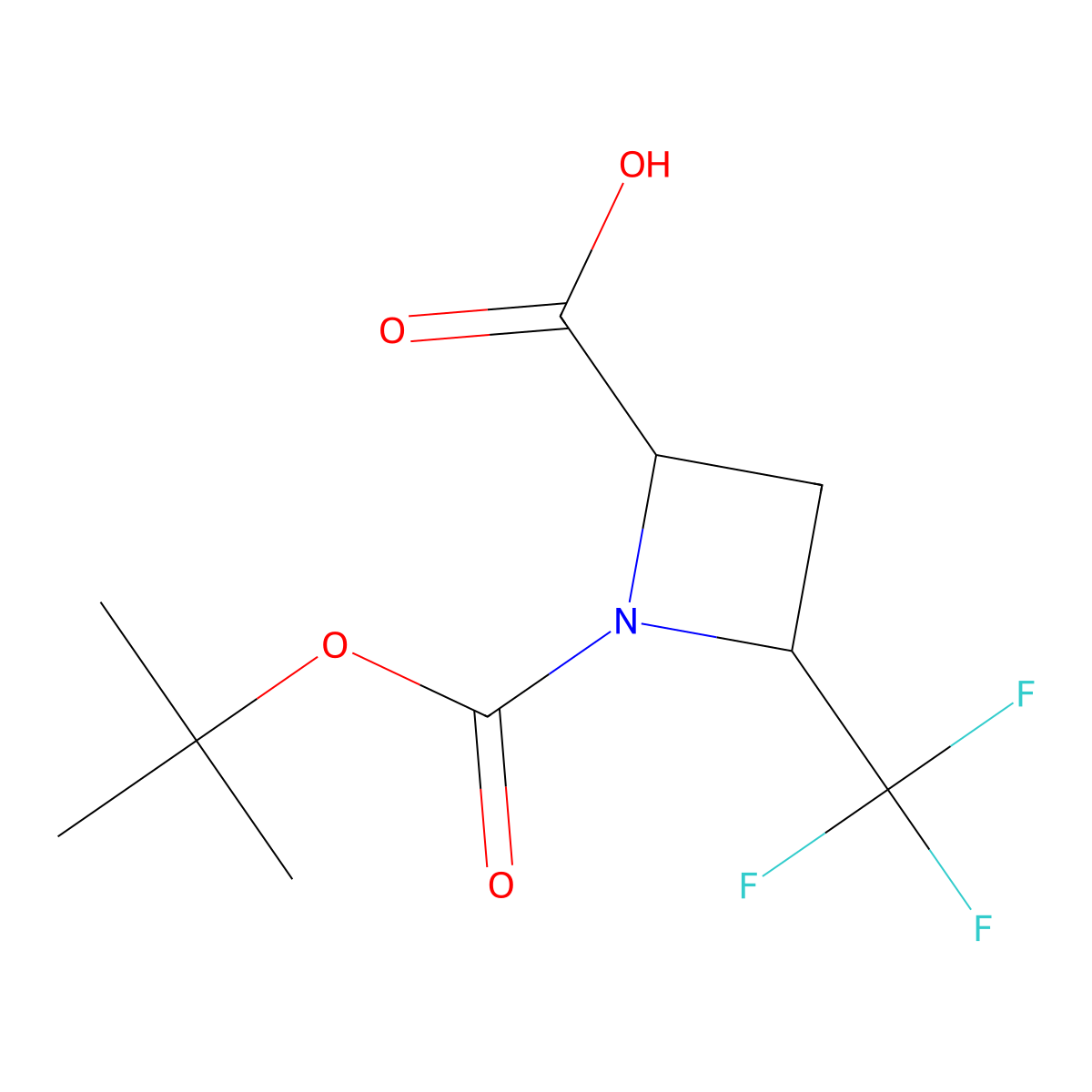 1-tert-Butoxycarbonyl-4-(trifluoromethyl)azetidine-2-carboxylic acid molecular structure, CAS 1822344-52-4