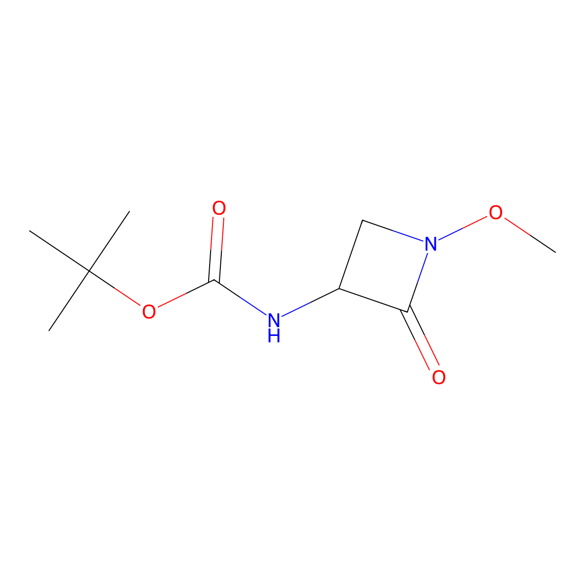 tert-butyl N-(1-methoxy-2-oxoazetidin-3-yl)carbamate molecular structure, CAS 1822344-58-0