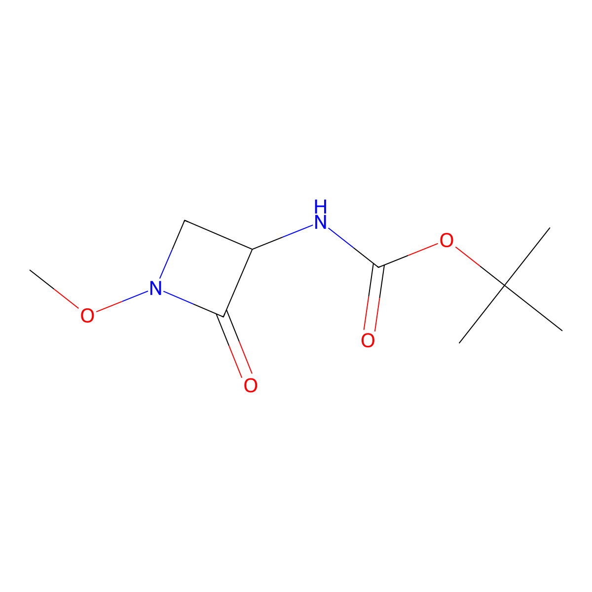 tert-butyl N-(1-methoxy-2-oxoazetidin-3-yl)carbamate molecular structure, CAS 1822344-58-0