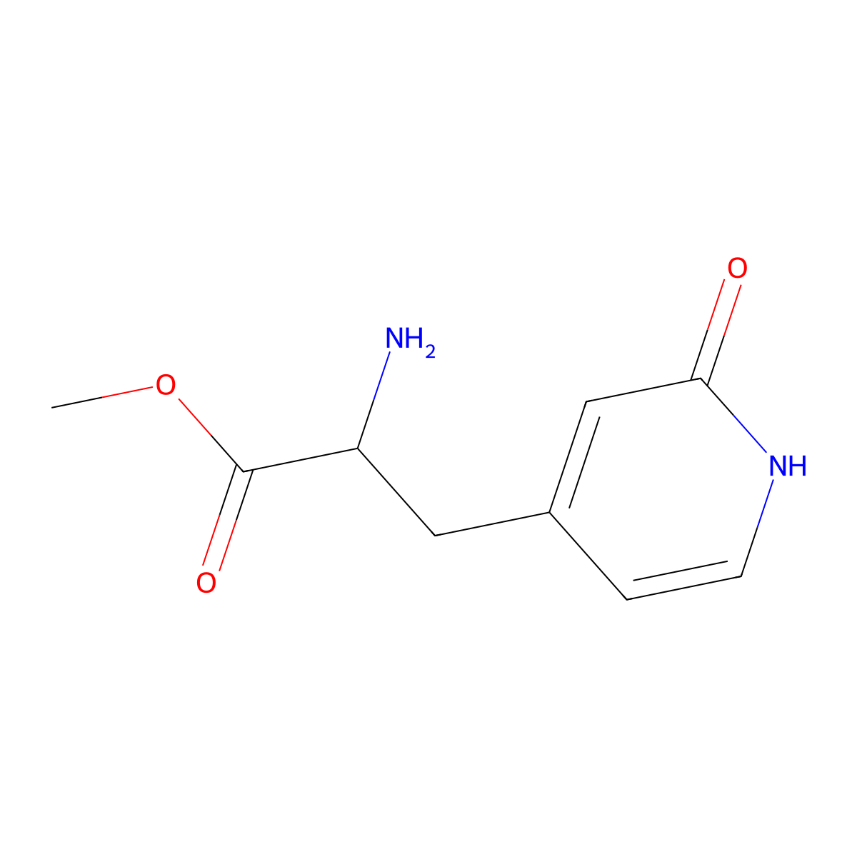 Methyl 2-amino-3-(2-hydroxypyridin-4-yl)propanoate molecular structure, CAS 1822345-12-9