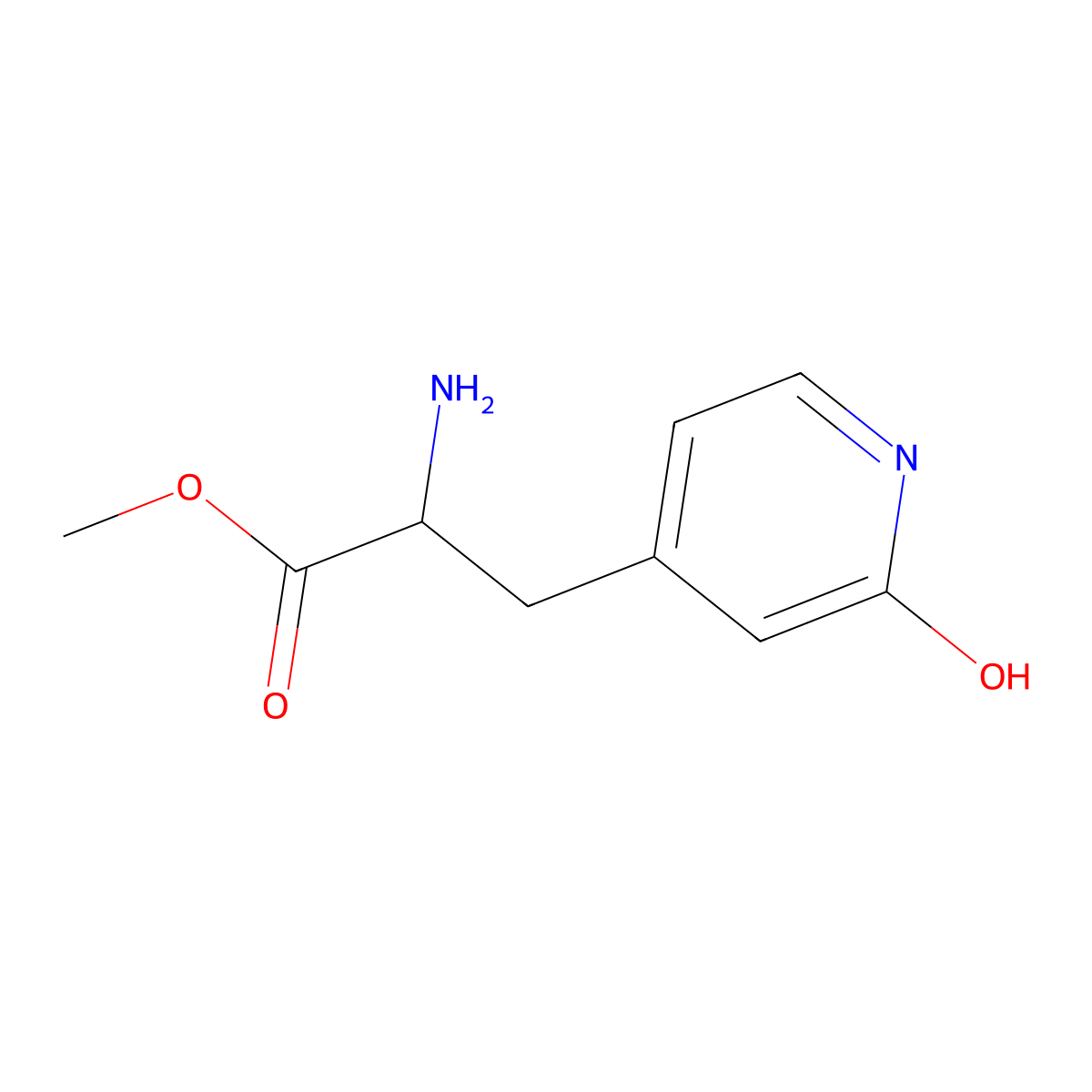 Methyl 2-amino-3-(2-hydroxypyridin-4-yl)propanoate molecular structure, CAS 1822345-12-9