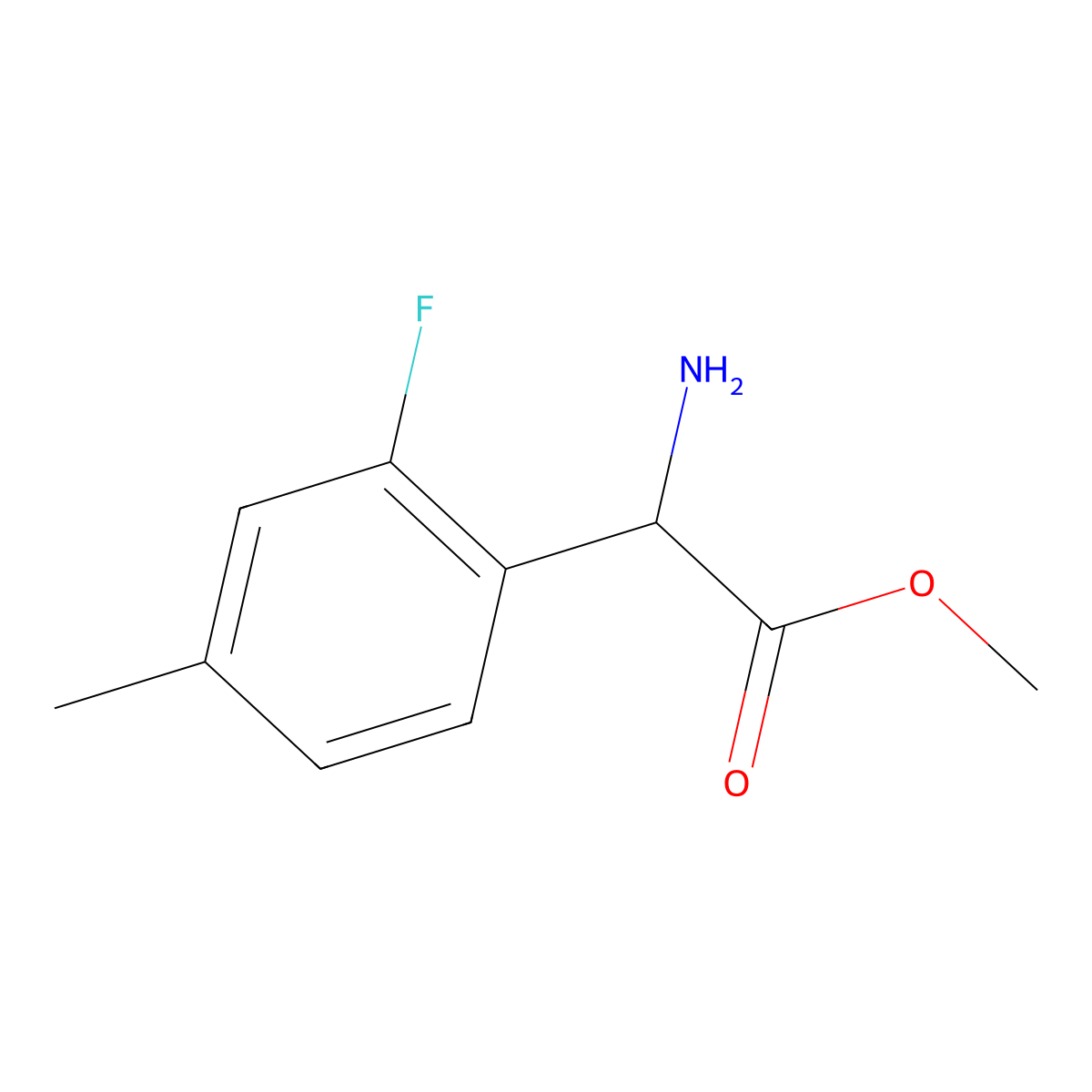 Methyl 2-amino-2-(2-fluoro-4-methylphenyl)acetate molecular structure, CAS 1822345-82-3