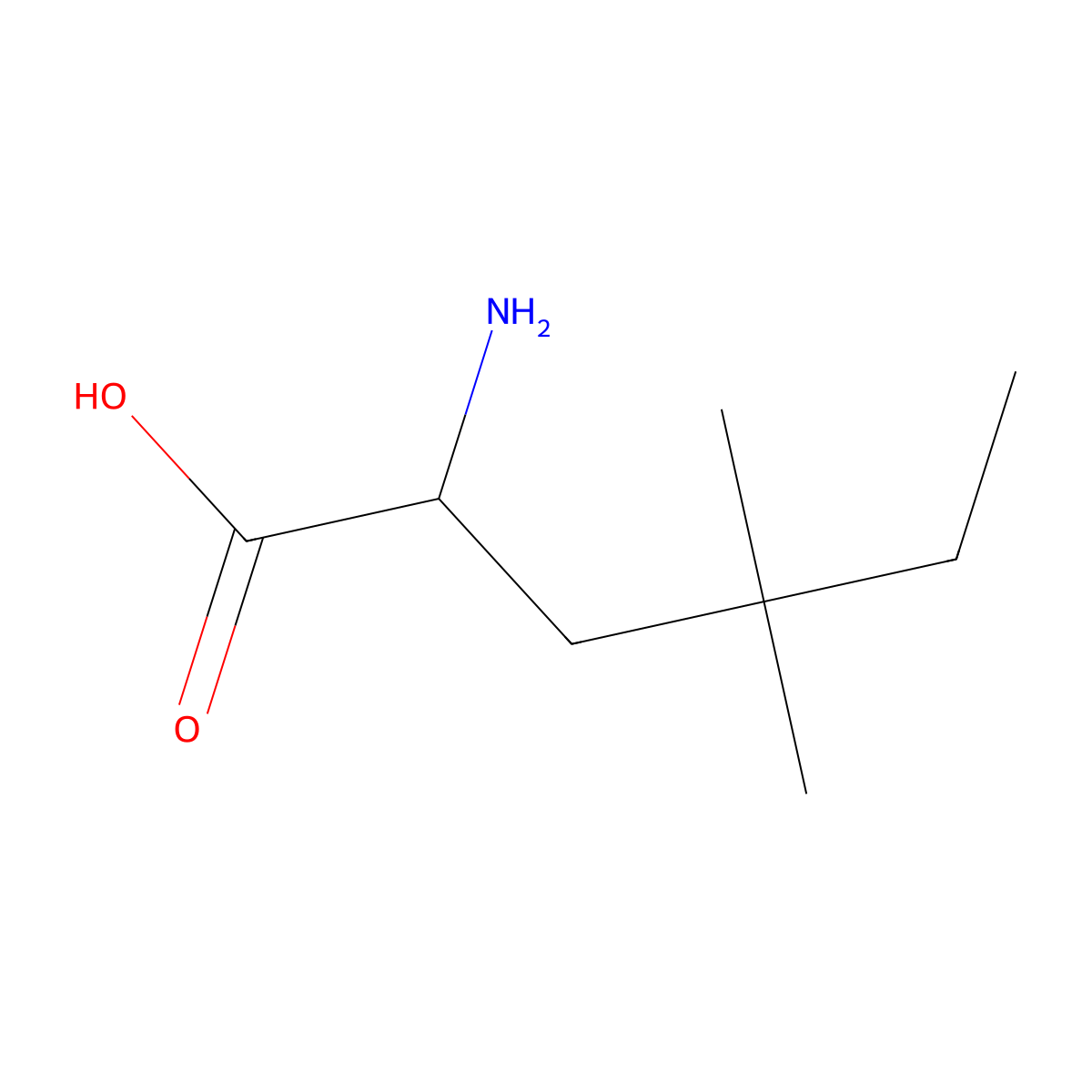 2-Amino-4,4-dimethylhexanoic acid molecular structure, CAS 1822345-88-9