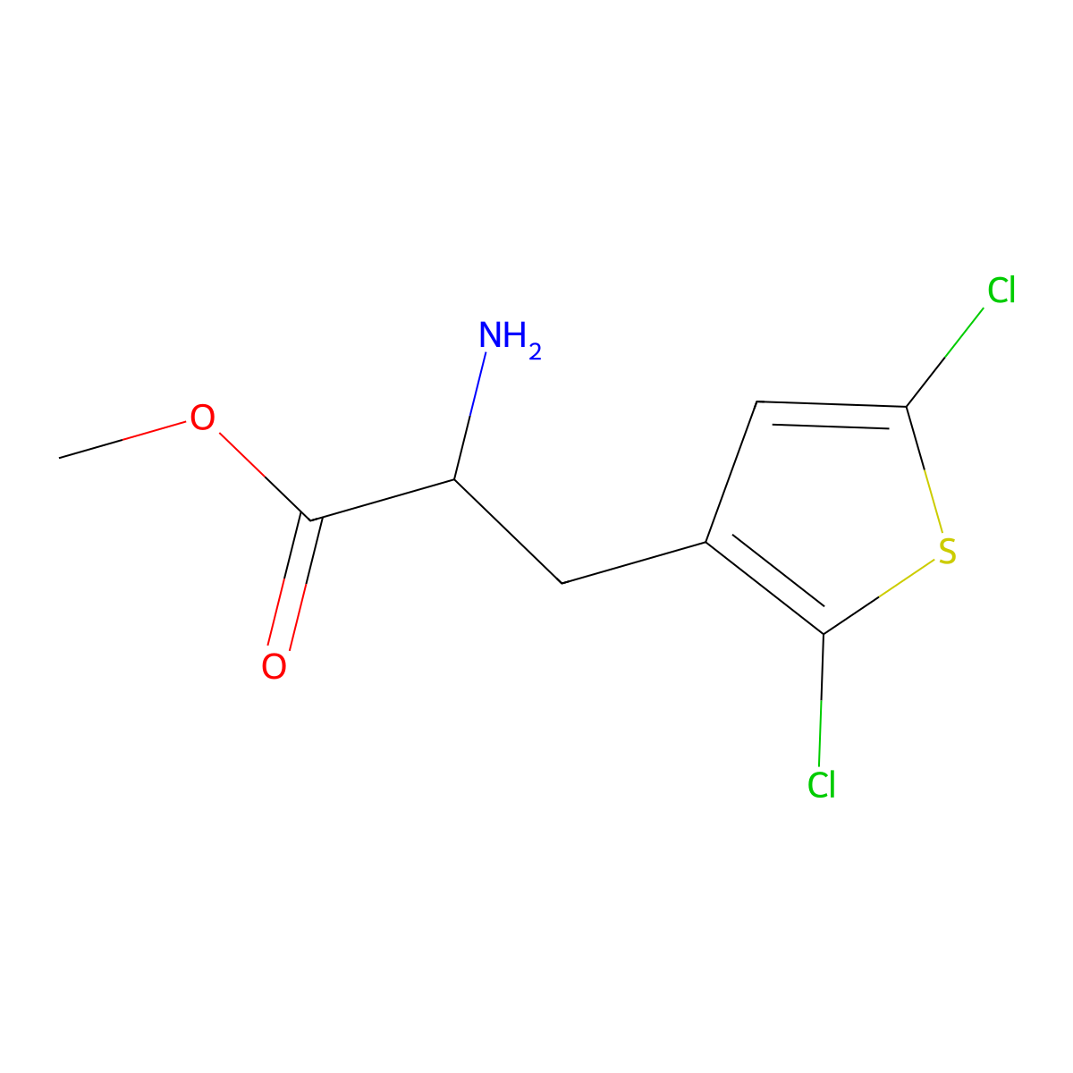 Methyl 2-amino-3-(2,5-dichlorothiophen-3-yl)propanoate molecular structure, CAS 1822347-36-3