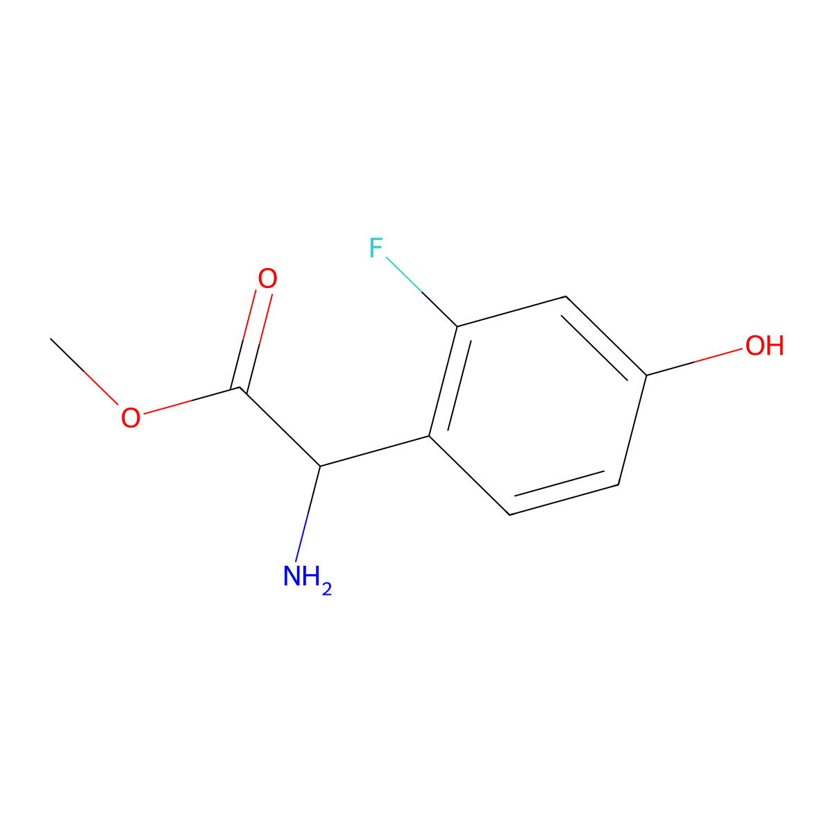 Methyl 2-amino-2-(2-fluoro-4-hydroxyphenyl)acetate molecular structure, CAS 1822348-92-4
