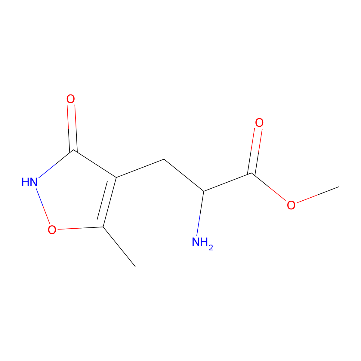 Methyl 2-amino-3-(5-methyl-3-oxo-1,2-oxazol-4-yl)propanoate molecular structure, CAS 1822349-39-2