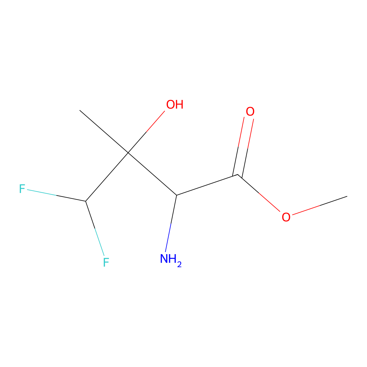 Methyl 2-amino-4,4-difluoro-3-hydroxy-3-methylbutanoate molecular structure, CAS 1822350-04-8
