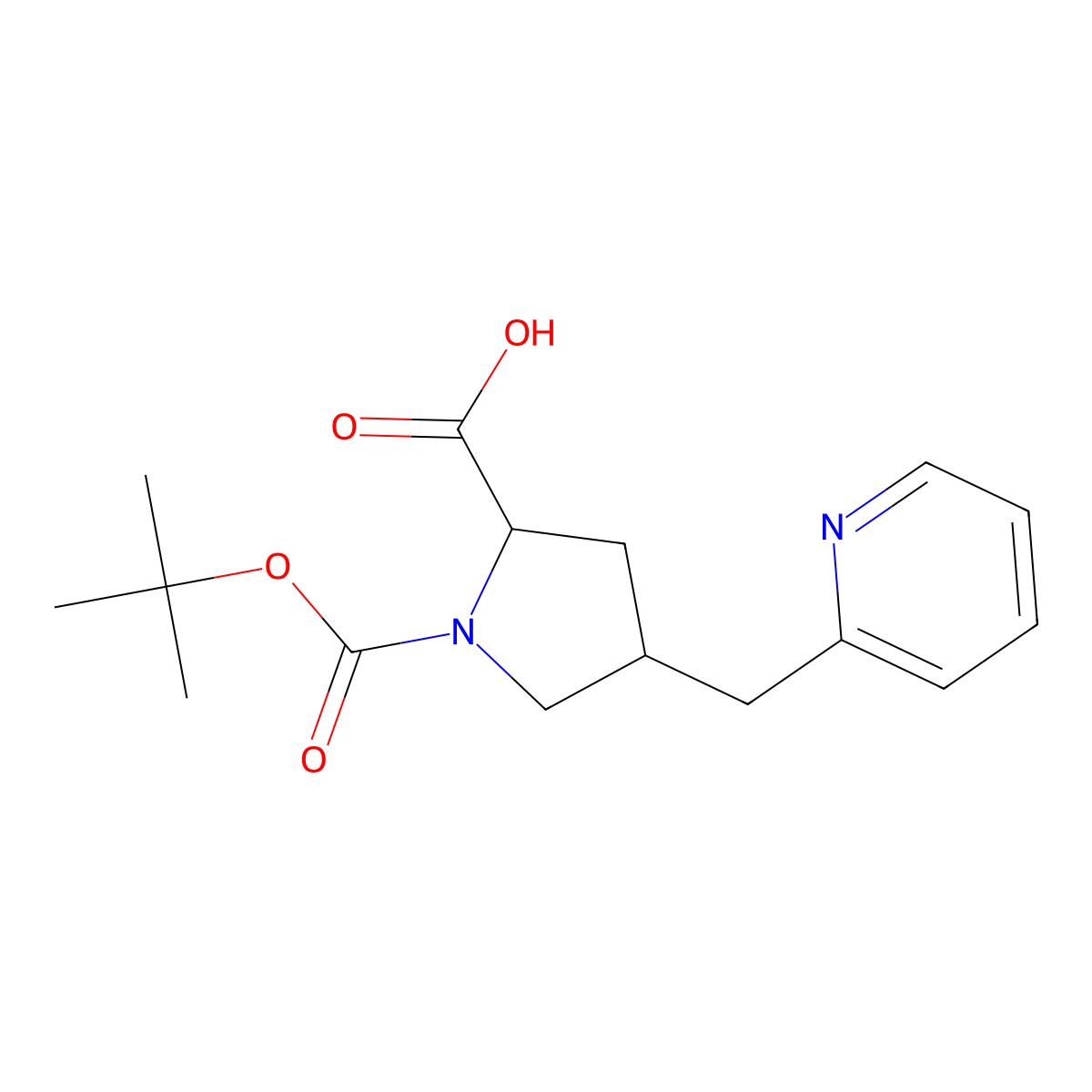 1-(tert-Butoxycarbonyl)-4-(pyridin-2-ylmethyl)pyrrolidine-2-carboxylic acid molecular structure, CAS 1822419-96-4