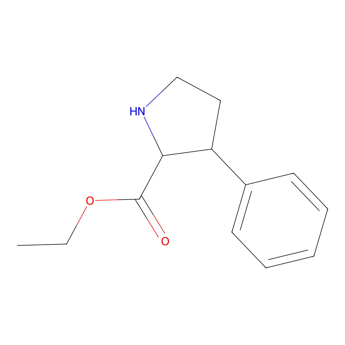 Ethyl 3-phenylpyrrolidine-2-carboxylate molecular structure, CAS 1822420-65-4