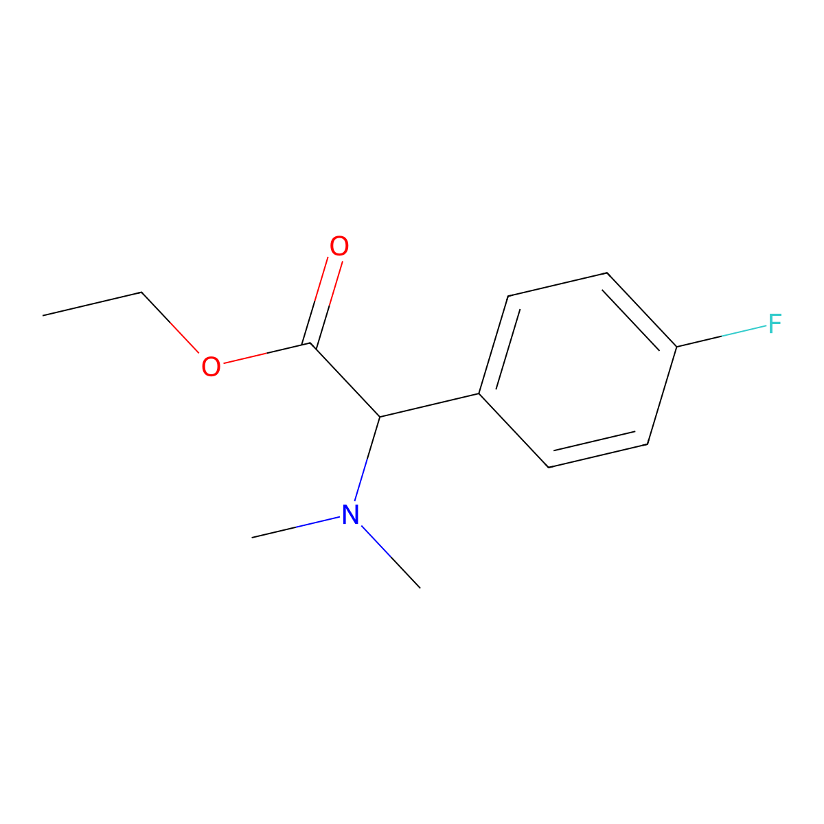 Ethyl 2-(dimethylamino)-2-(4-fluorophenyl)acetate molecular structure, CAS 1822421-40-8
