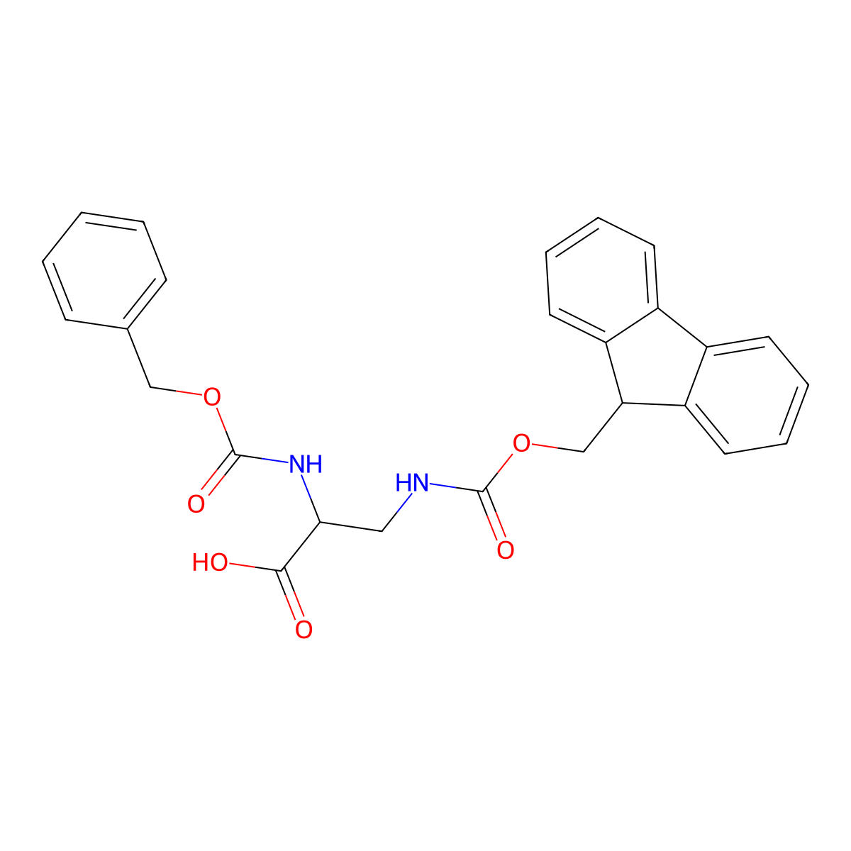 3-((((9H-Fluoren-9-yl)methoxy)carbonyl)amino)-2-(((benzyloxy)carbonyl)amino)propanoic acid molecular structure, CAS 1822422-91-2