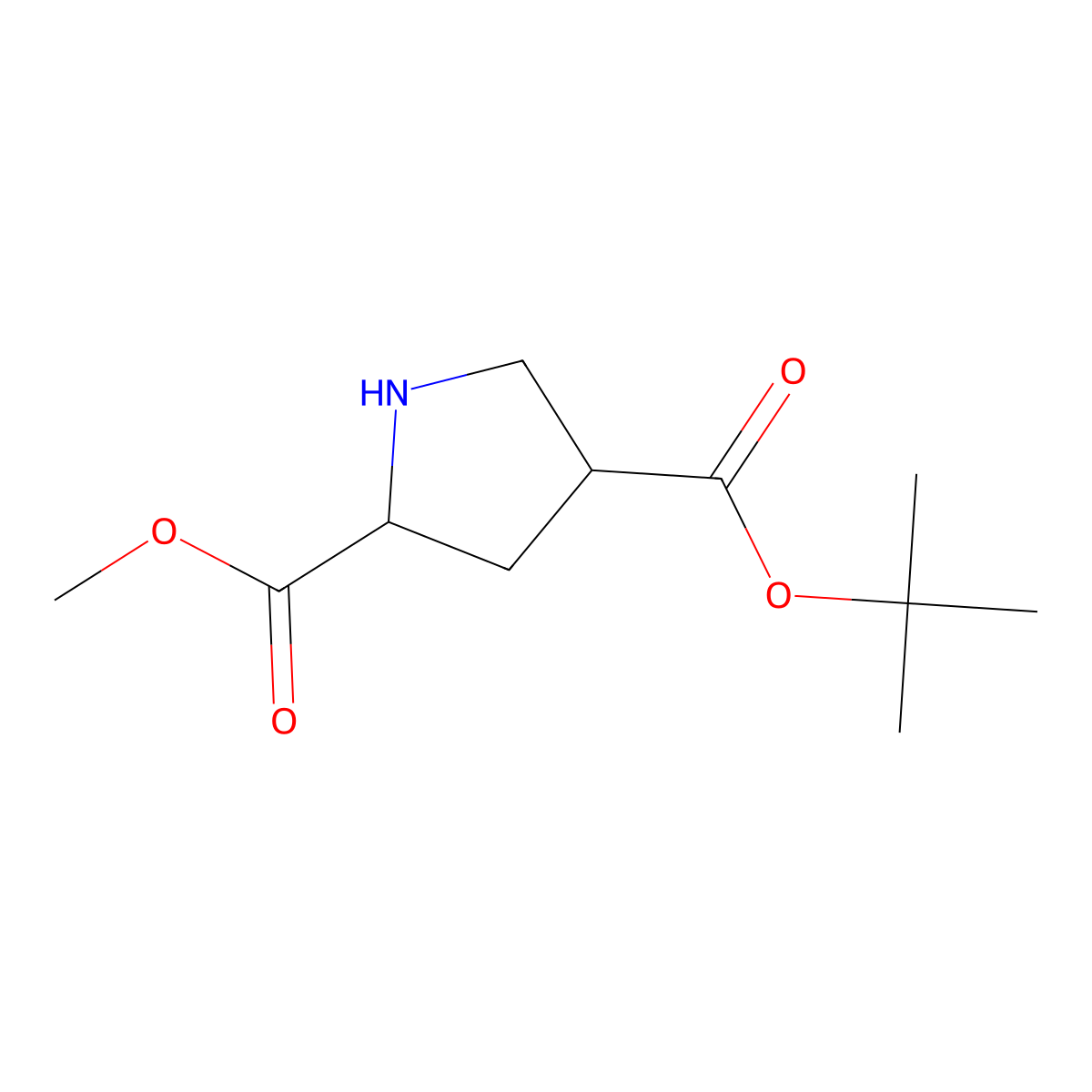 4-tert-Butyl 2-methyl pyrrolidine-2,4-dicarboxylate molecular structure, CAS 1822424-79-2