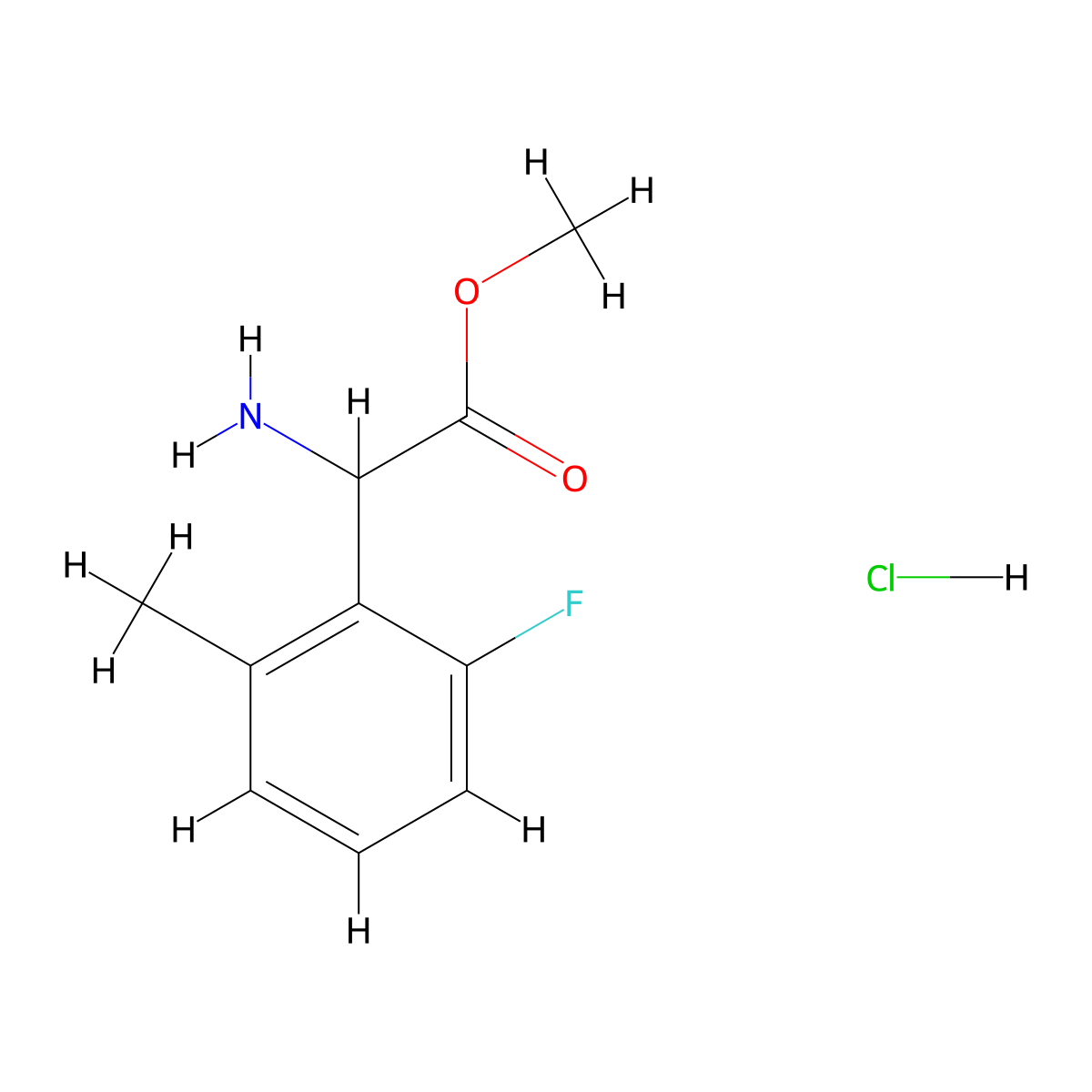 Methyl 2-amino-2-(2-fluoro-6-methylphenyl)acetate hydrochloride molecular structure, CAS 1822424-87-2