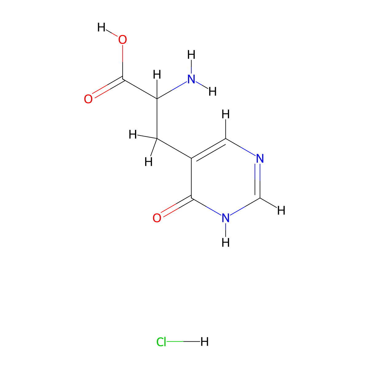 2-Amino-3-(6-oxo-1,6-dihydropyrimidin-5-yl)propanoic acid hydrochloride molecular structure, CAS 1822430-71-6