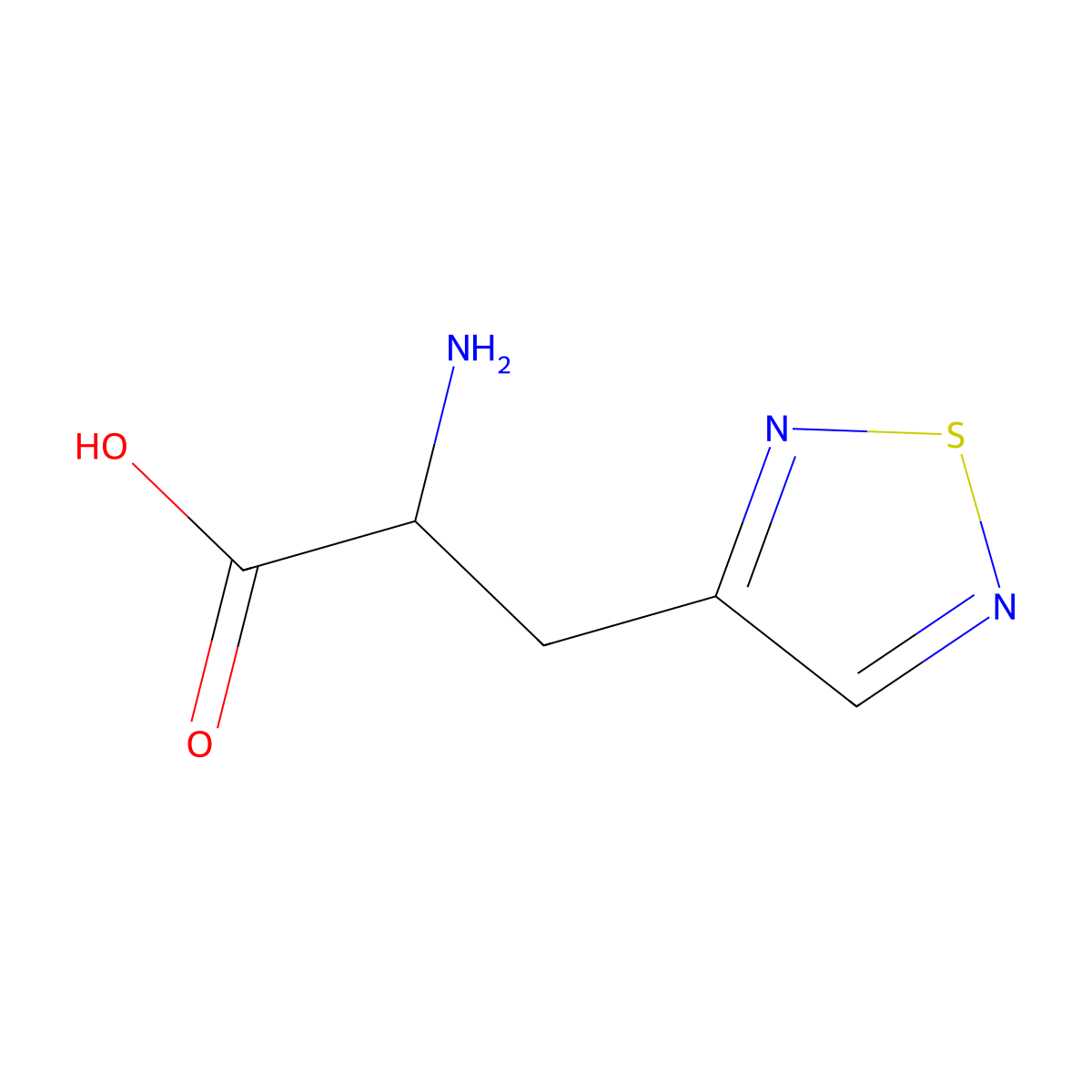 2-Amino-3-(1,2,5-thiadiazol-3-YL)propanoic acid molecular structure, CAS 1822434-87-6