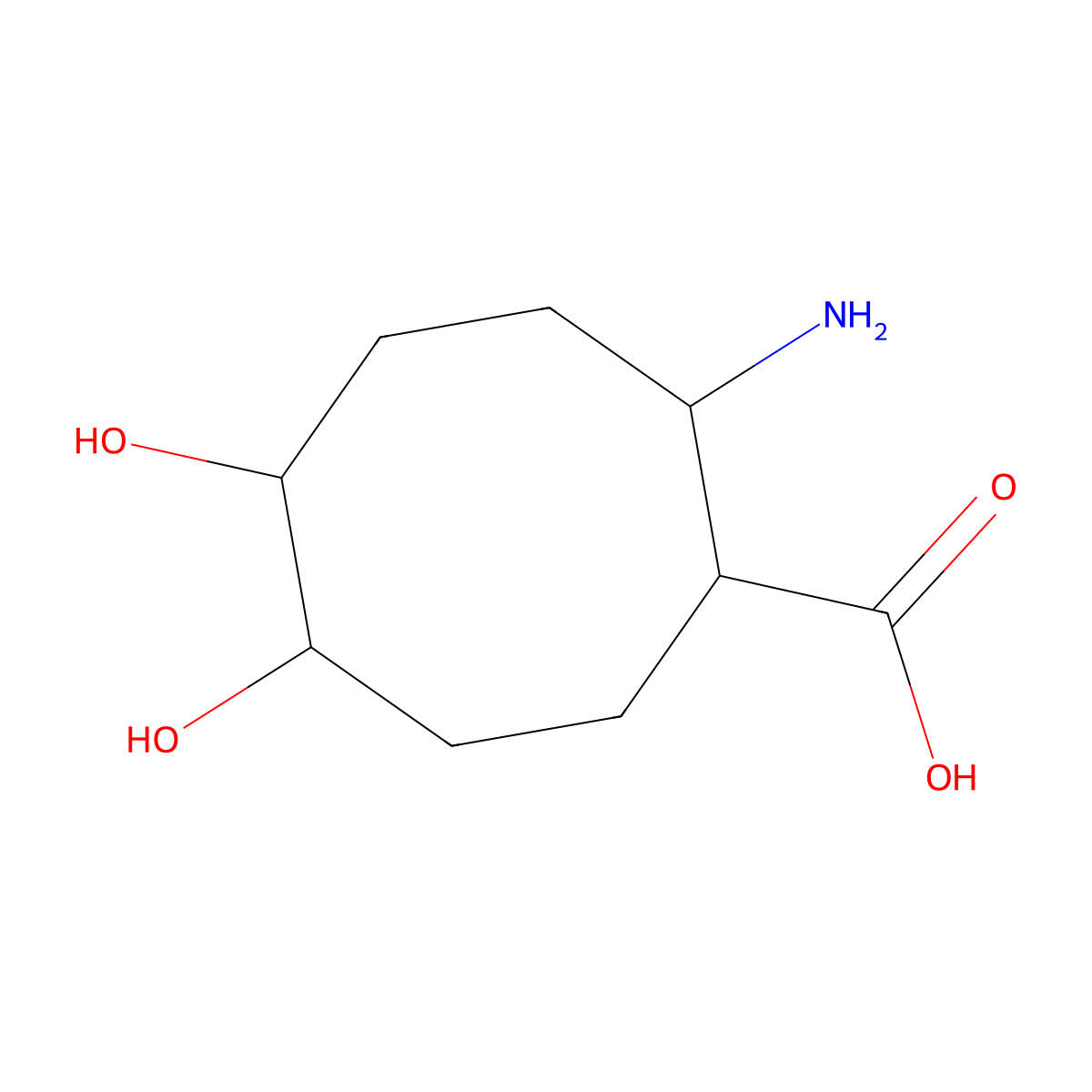 2-Amino-5,6-dihydroxycyclooctane-1-carboxylic acid molecular structure, CAS 1822438-16-3