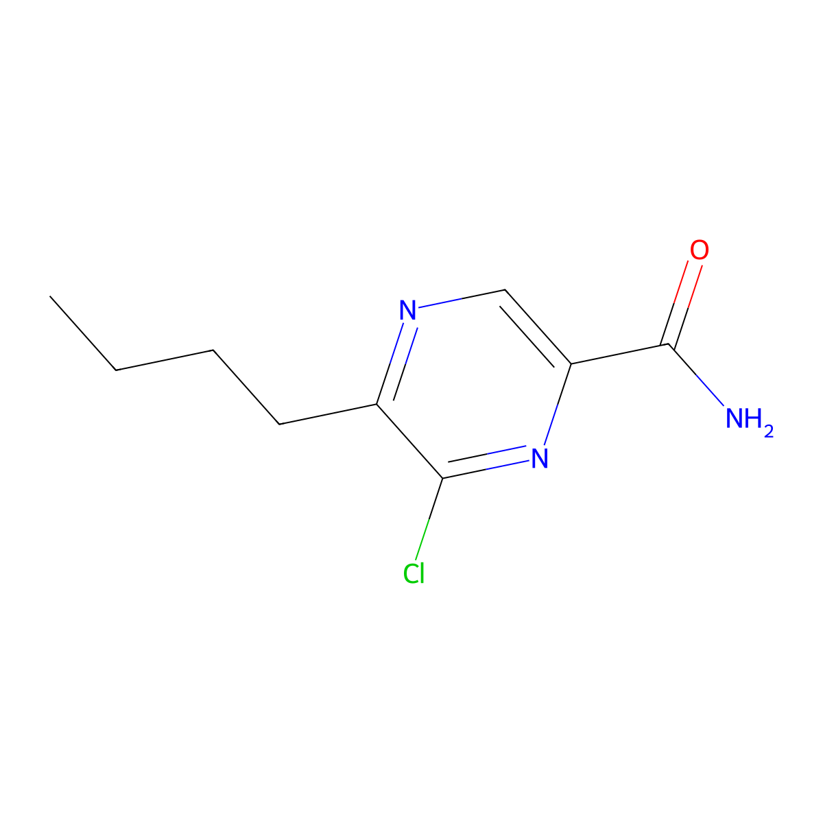 5-Butyl-6-chloropyrazine-2-carboxamide molecular structure, CAS 182244-15-1